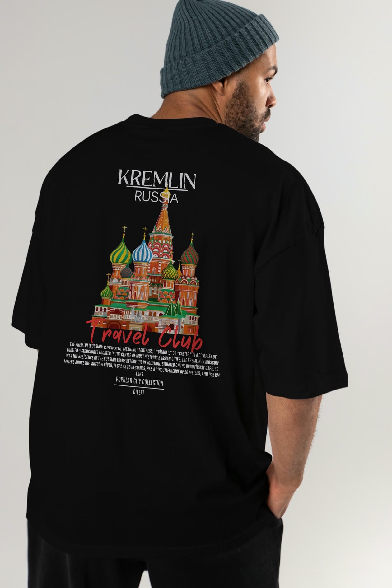 Kremlin Russia Arka Baskılı Oversize t-shirt Erkek Kadın Pamuk Bisiklet Yaka tişort