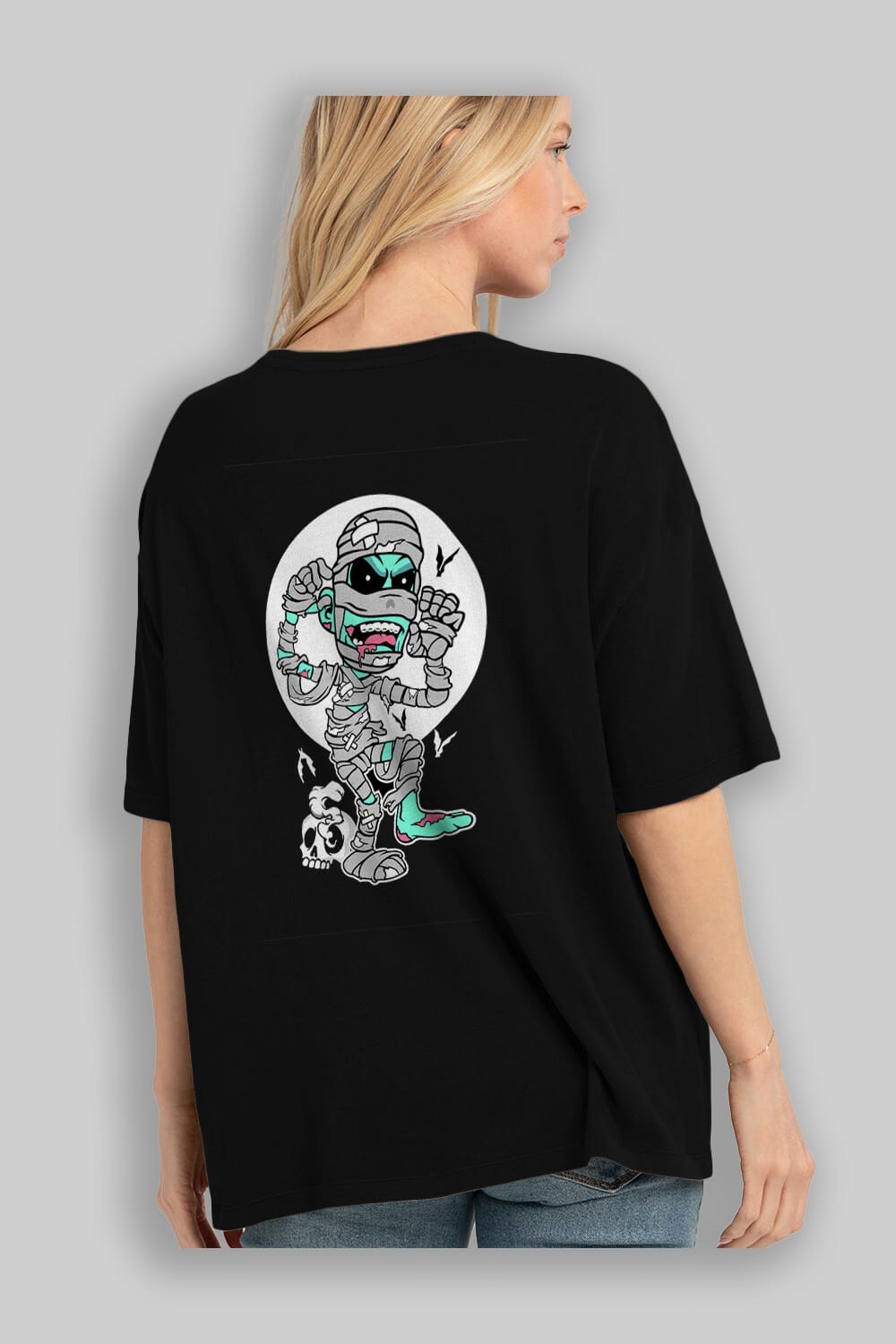 Mummy Arka Baskılı Oversize t-shirt Erkek Kadın Unisex %100 Pamuk tişort