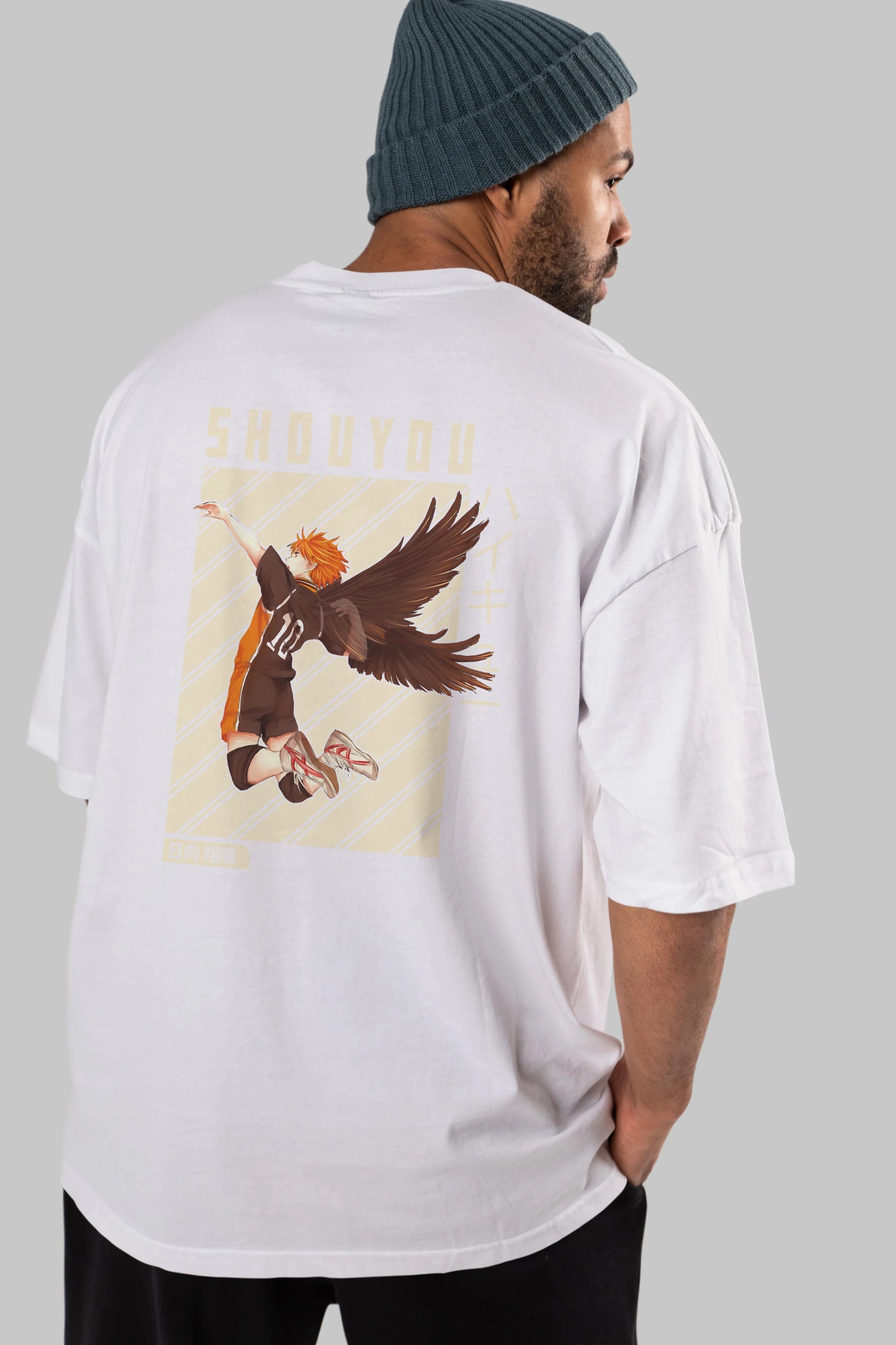 Shouyou Hinata 3 Anime Arka Baskılı Oversize t-shirt Erkek Kadın Unisex