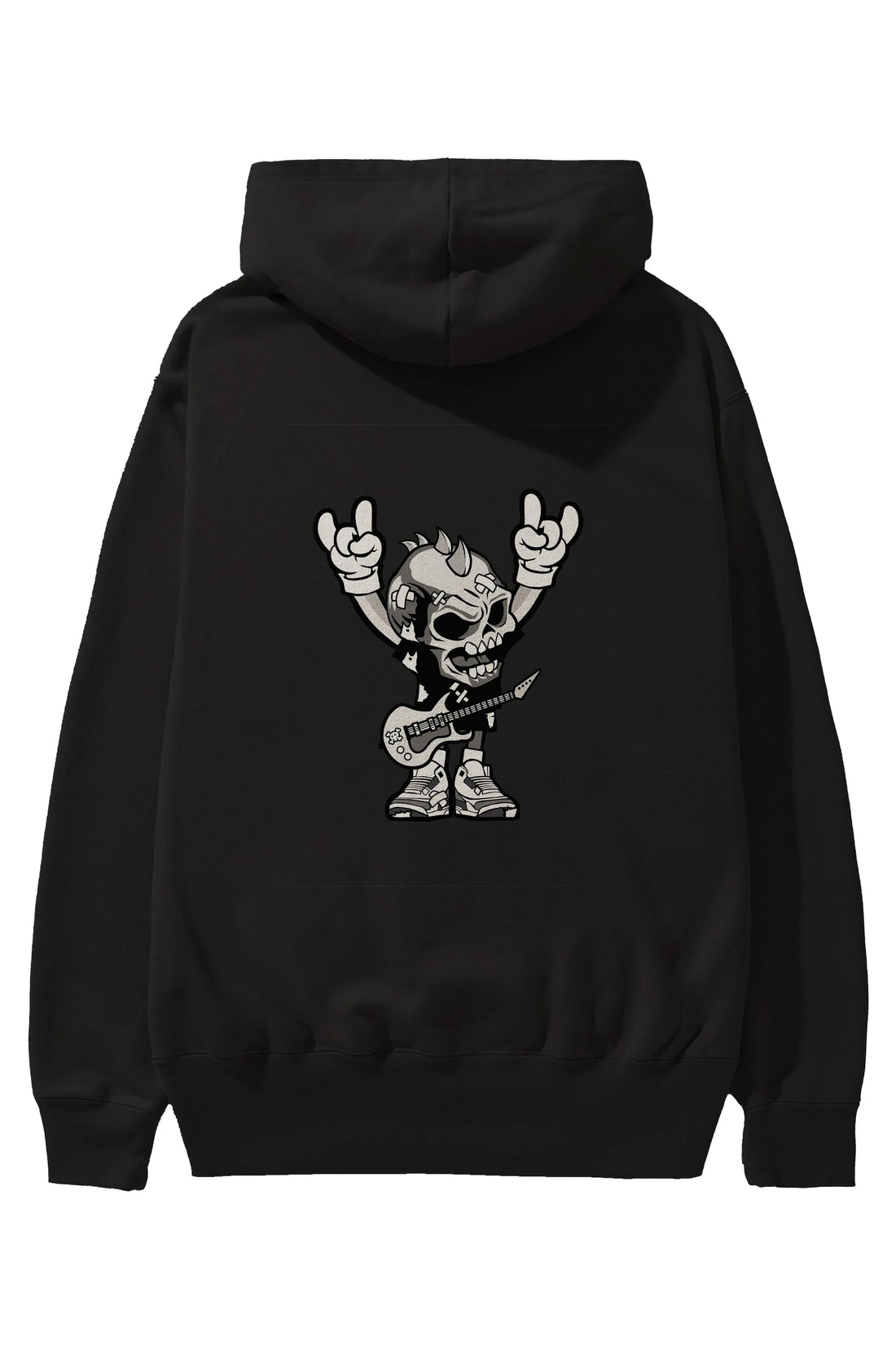 Punk Rock Skull Arka Baskılı Hoodie Oversize Kapüşonlu Sweatshirt Erkek Kadın Unisex