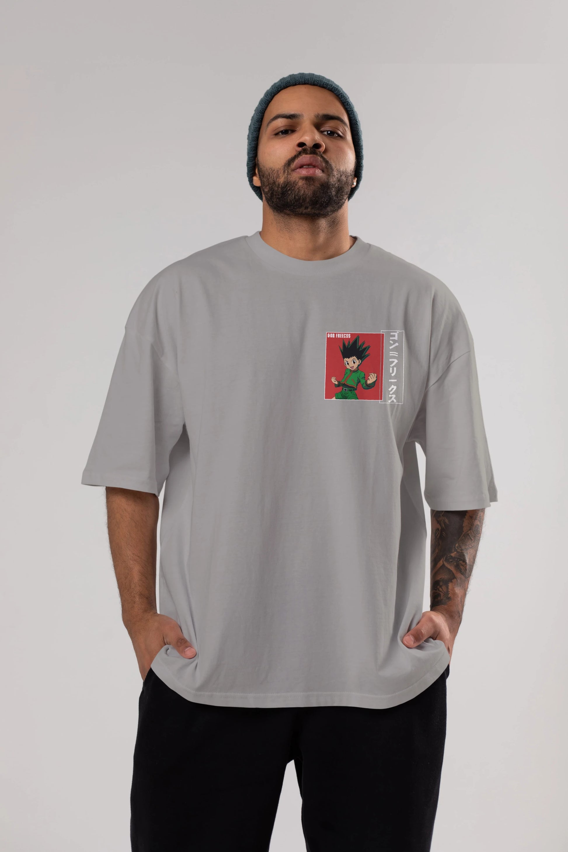 Gon Freecss HUNTER X HUNTER 5 Ön Sol Baskılı Oversize t-shirt Erkek Kadın Unisex %100 Pamuk Bisiklet Yaka tişort