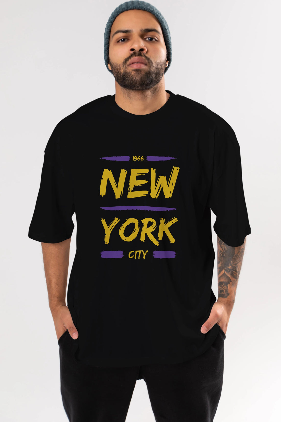 New York City 2 Ön Baskılı Oversize t-shirt Erkek Kadın Unisex