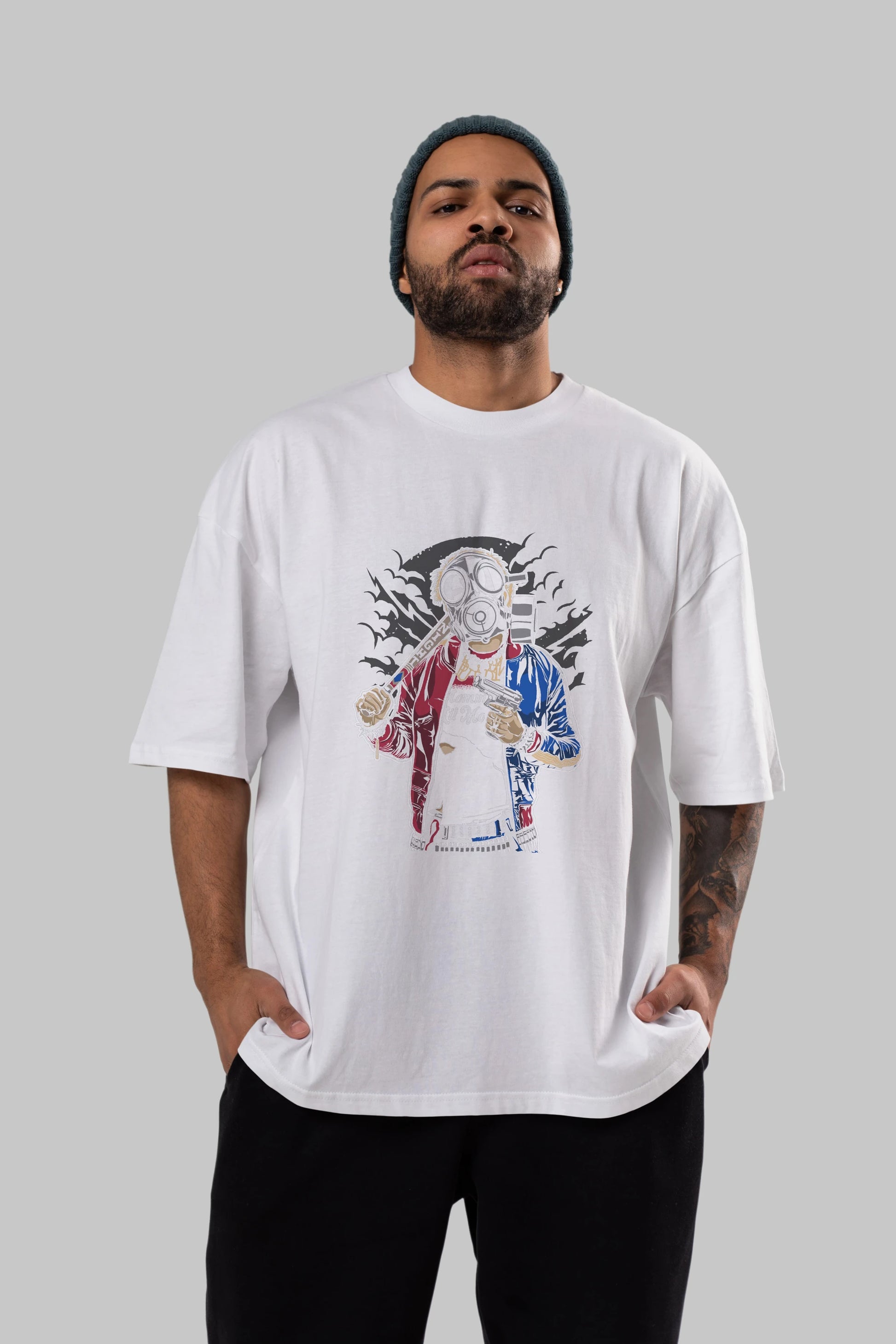 Suicide Gasmask Ön Baskılı Oversize t-shirt Erkek Kadın Unisex %100 Pamuk tişort