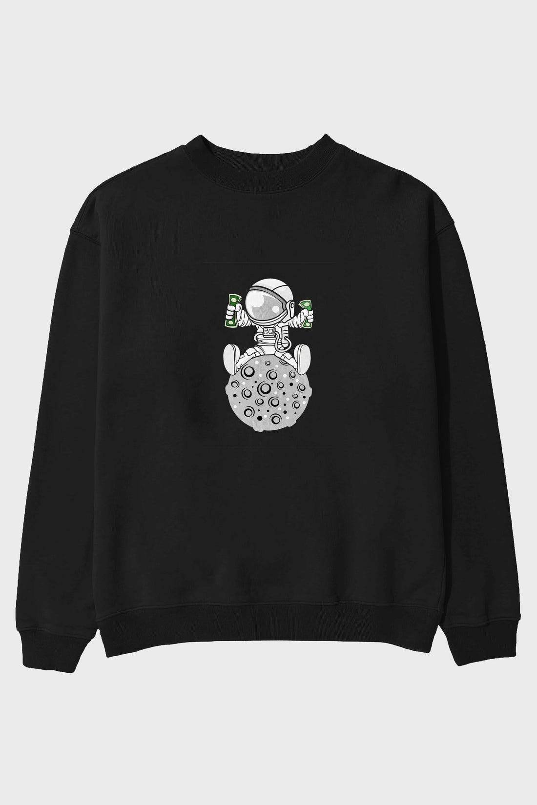 Astronaut Dollar Ön Baskılı Oversize Sweatshirt Erkek Kadın Unisex