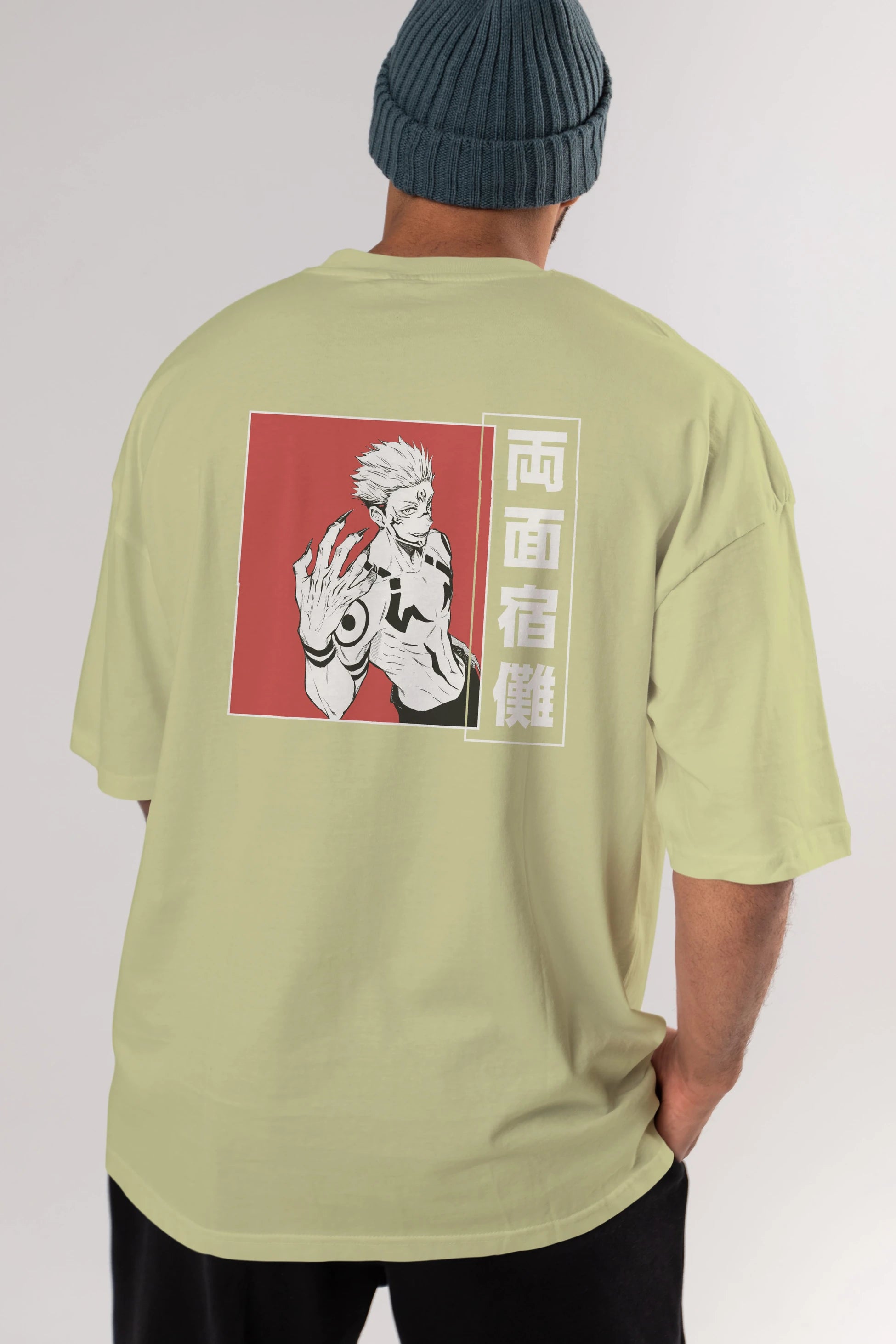 Sukuna Ryoumen 2 Anime Arka Baskılı Oversize t-shirt Erkek Kadın Unisex