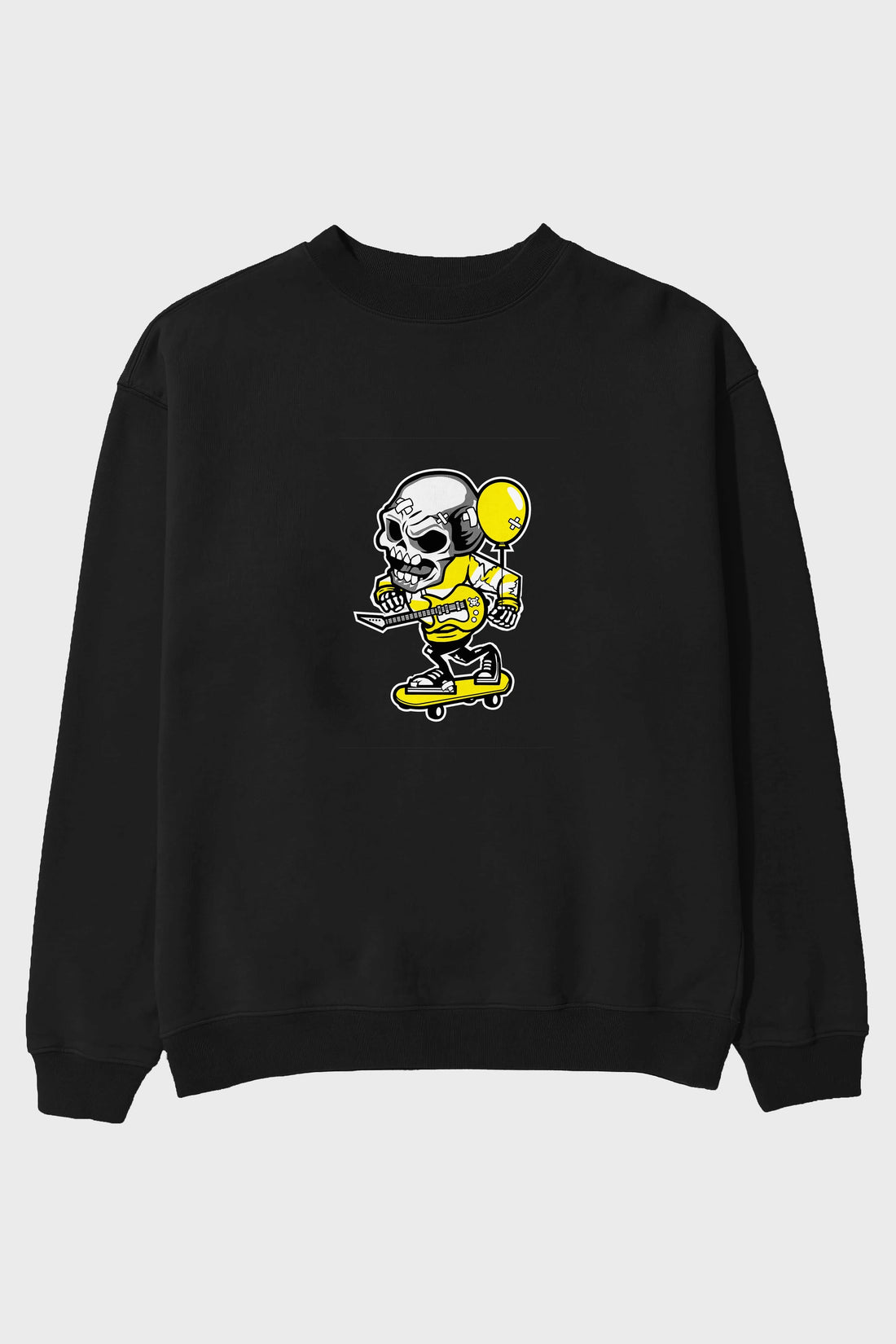 Skull Skater Ön Baskılı Oversize Sweatshirt Erkek Kadın Unisex