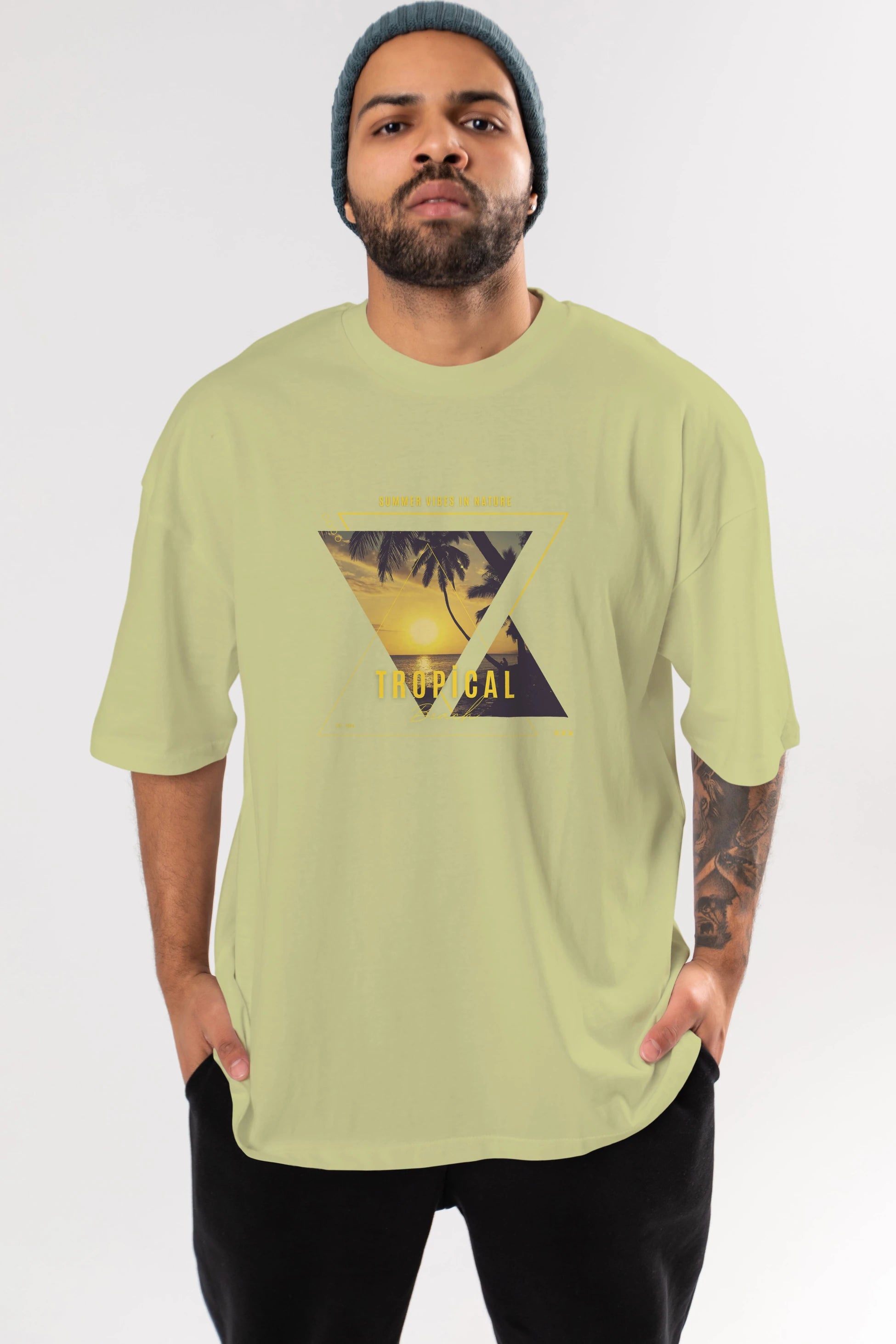 Summer Vibes Yazılı Ön Baskılı Oversize t-shirt Erkek Kadın Unisex