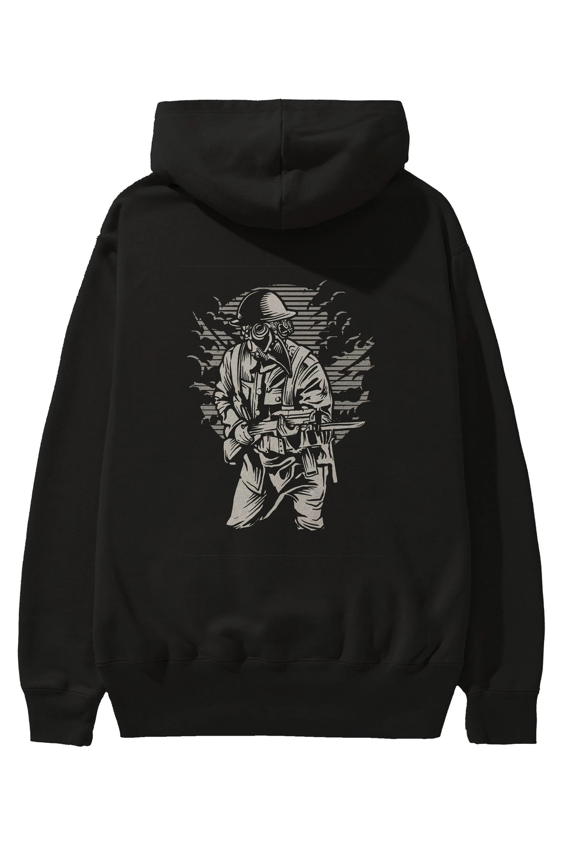 Steampunk Style Soldier Arka Baskılı Hoodie Oversize Kapüşonlu Sweatshirt Erkek Kadın Unisex