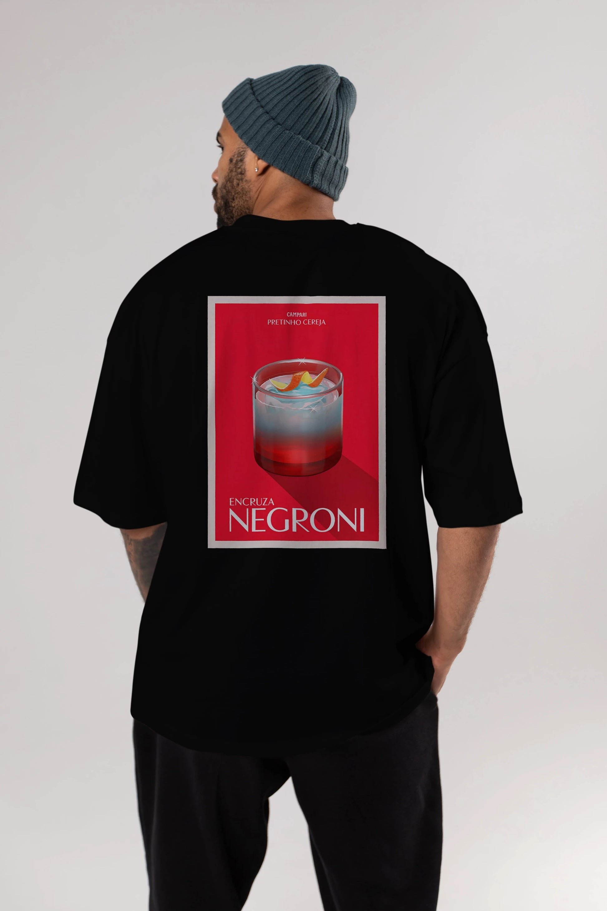 Encruza Negroni Arka Baskılı Oversize t-shirt Erkek Kadın Unisex %100 Pamuk Bisiklet Yaka tişort