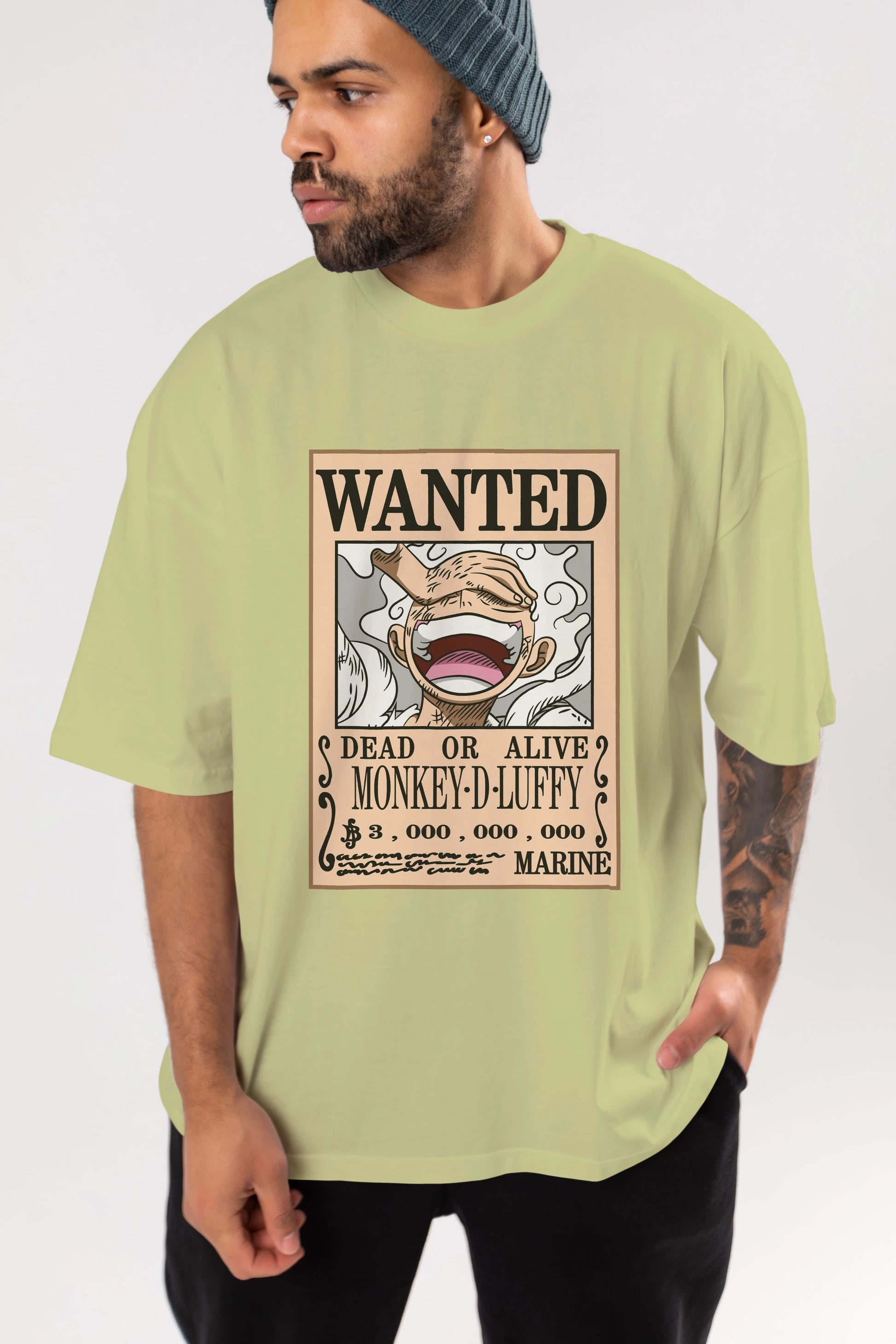 CARTEL LUFFY GEAR 5 Anime Ön Baskılı Oversize t-shirt %100 pamuk Erkek Kadın Unisex