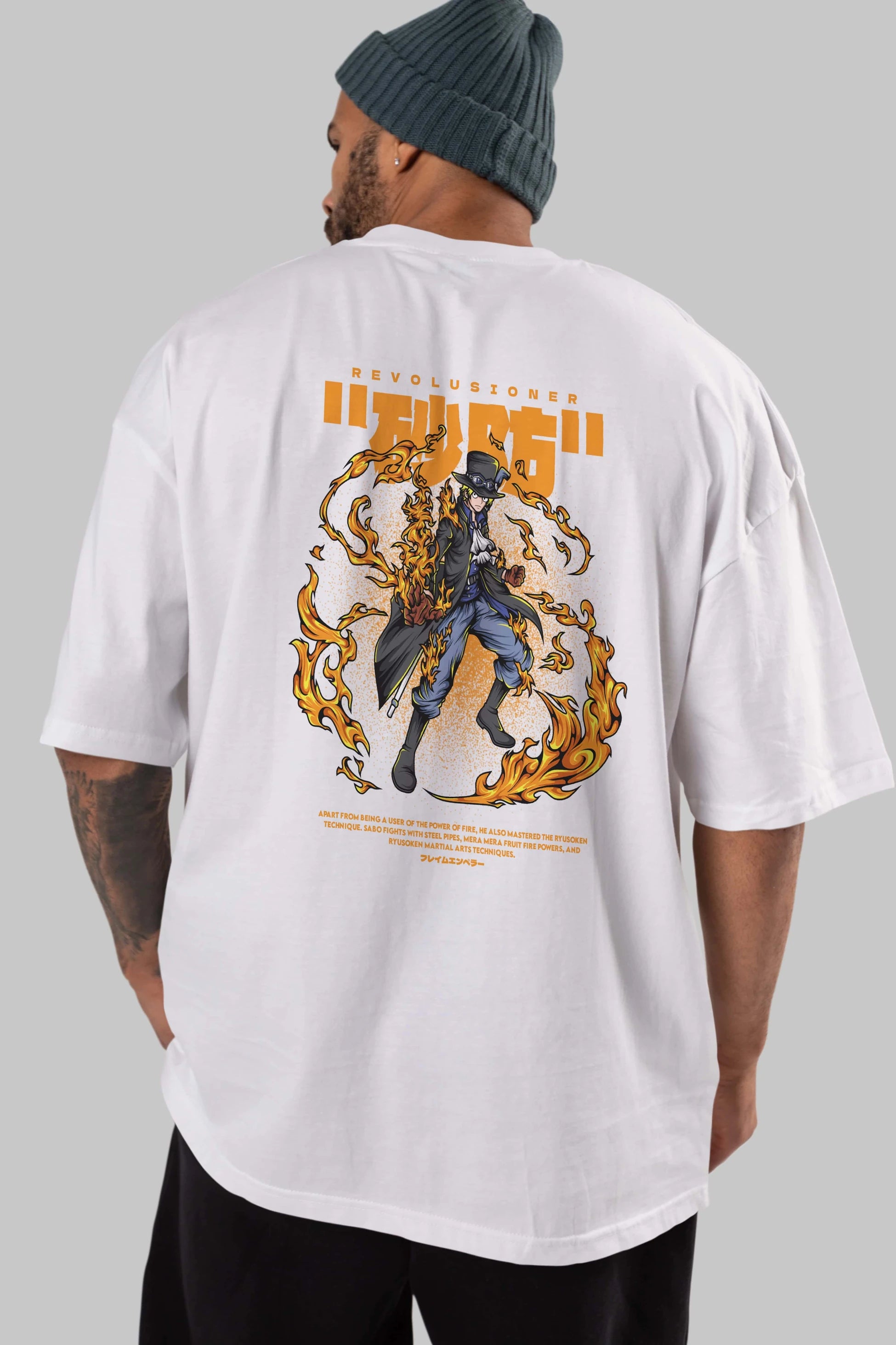 Revolusioner Sabo Anime Arka Baskılı Oversize t-shirt Erkek Kadın Unisex