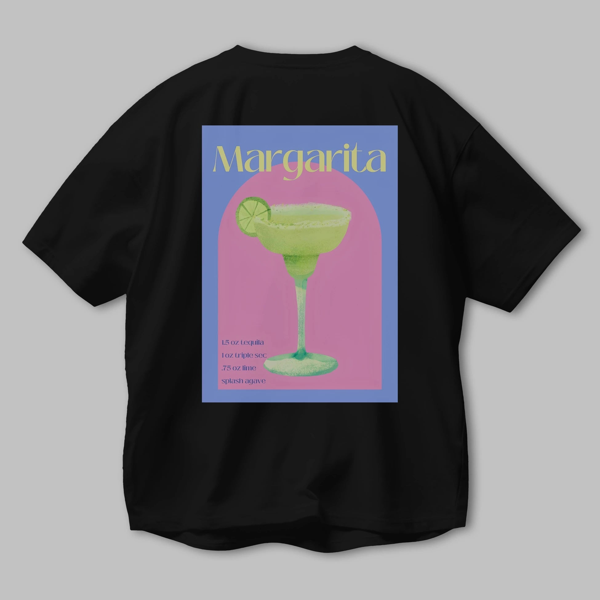 Margarita 6 Arka Baskılı Oversize t-shirt Erkek Kadın Unisex %100 Pamuk Bisiklet Yaka tişort