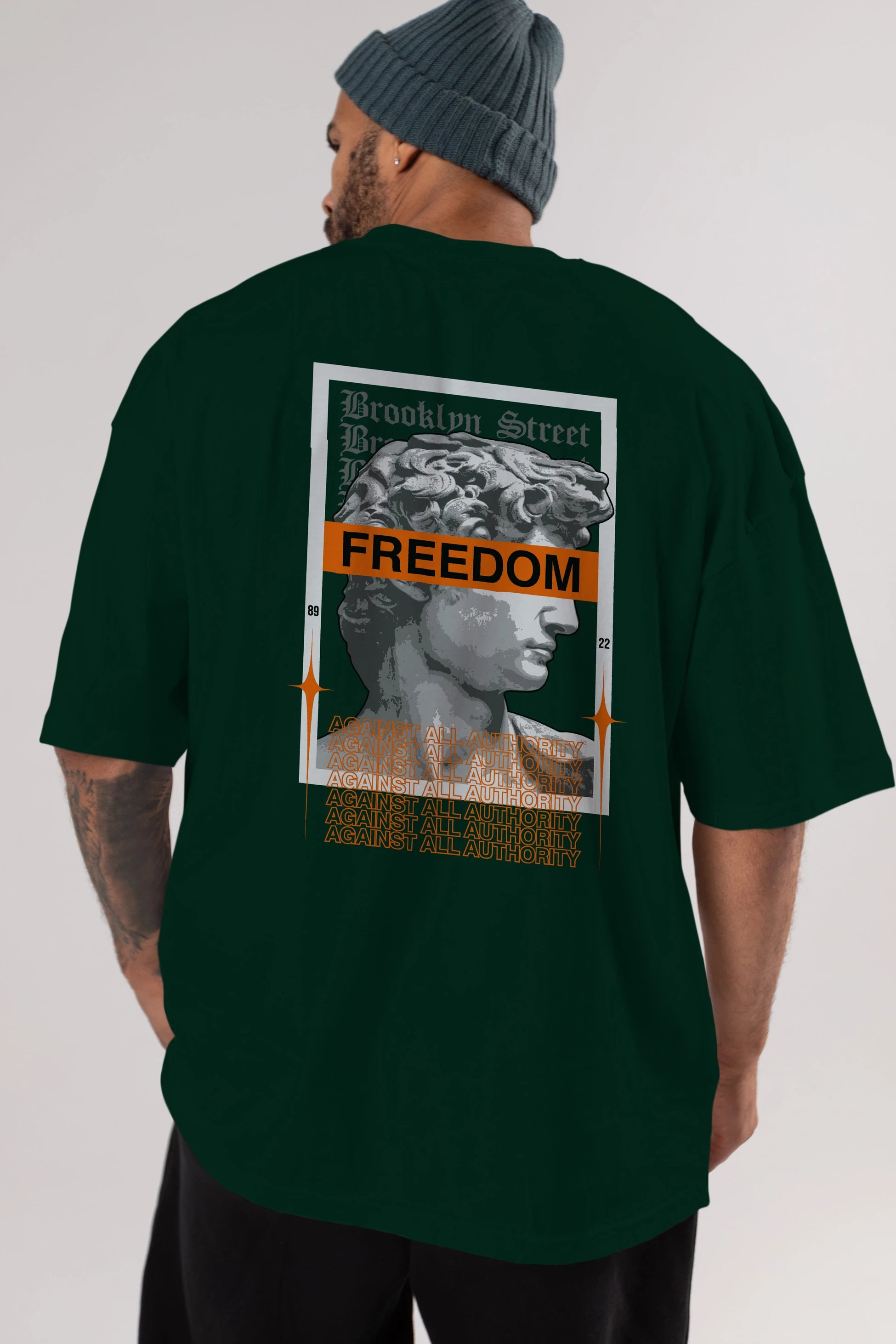 Brooklyn Street Arka Baskılı Oversize t-shirt Erkek Kadın Unisex