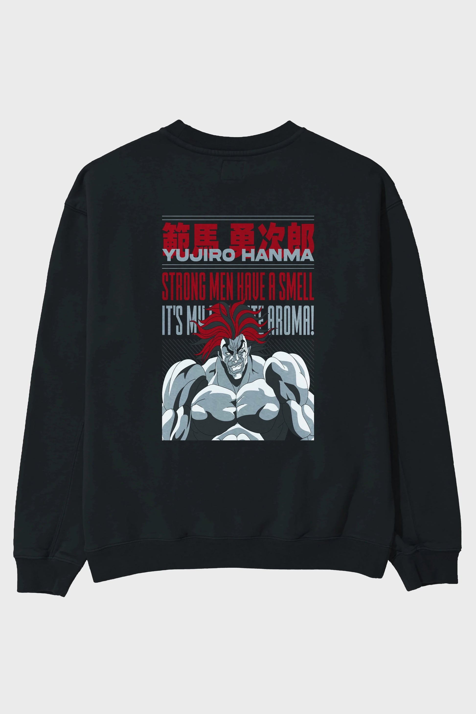 YUJIRO HANMA Anime Arka Baskılı Oversize Sweatshirt Erkek Kadın Unisex