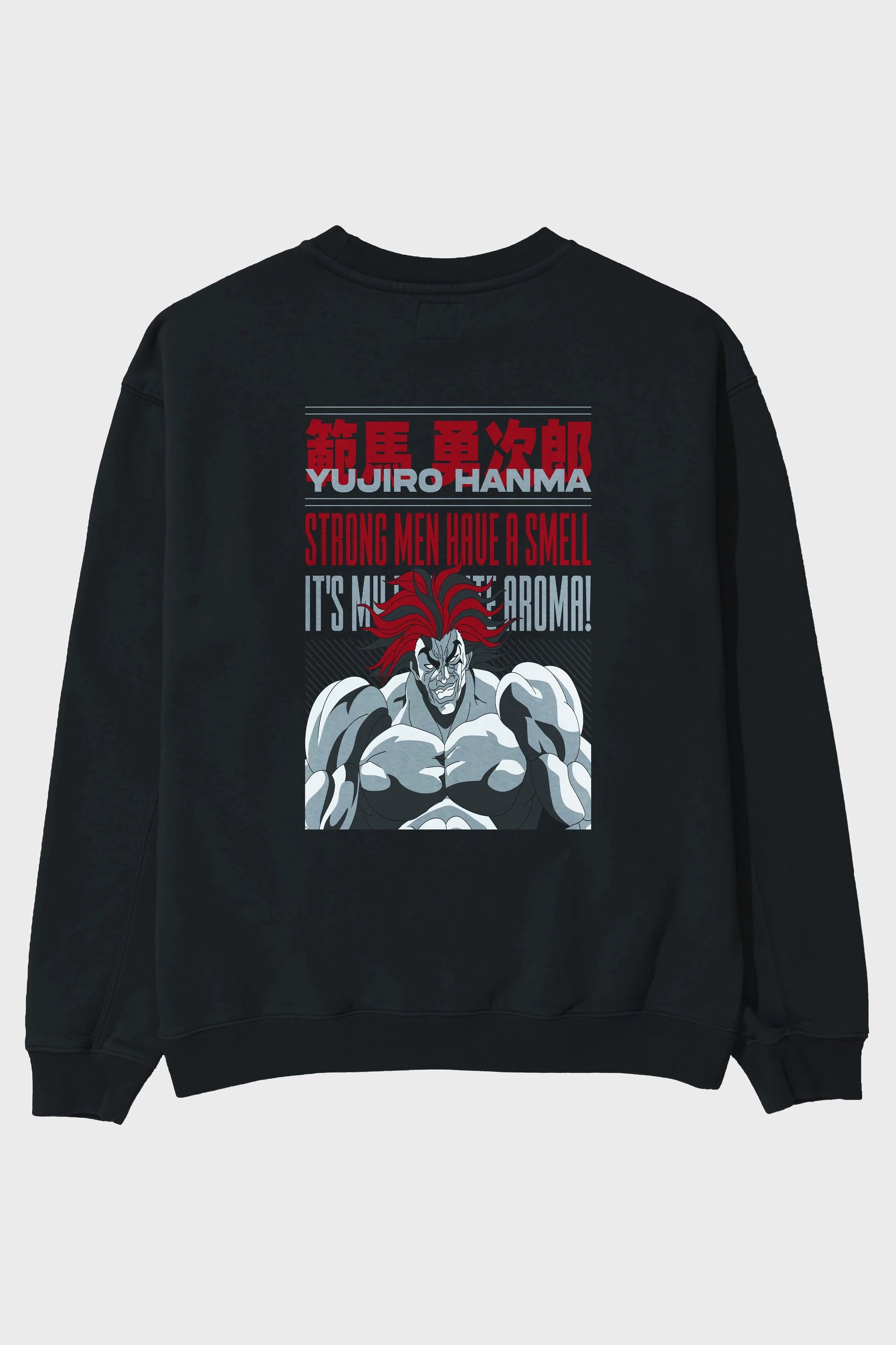 YUJIRO HANMA Anime Arka Baskılı Oversize Sweatshirt Erkek Kadın Unisex
