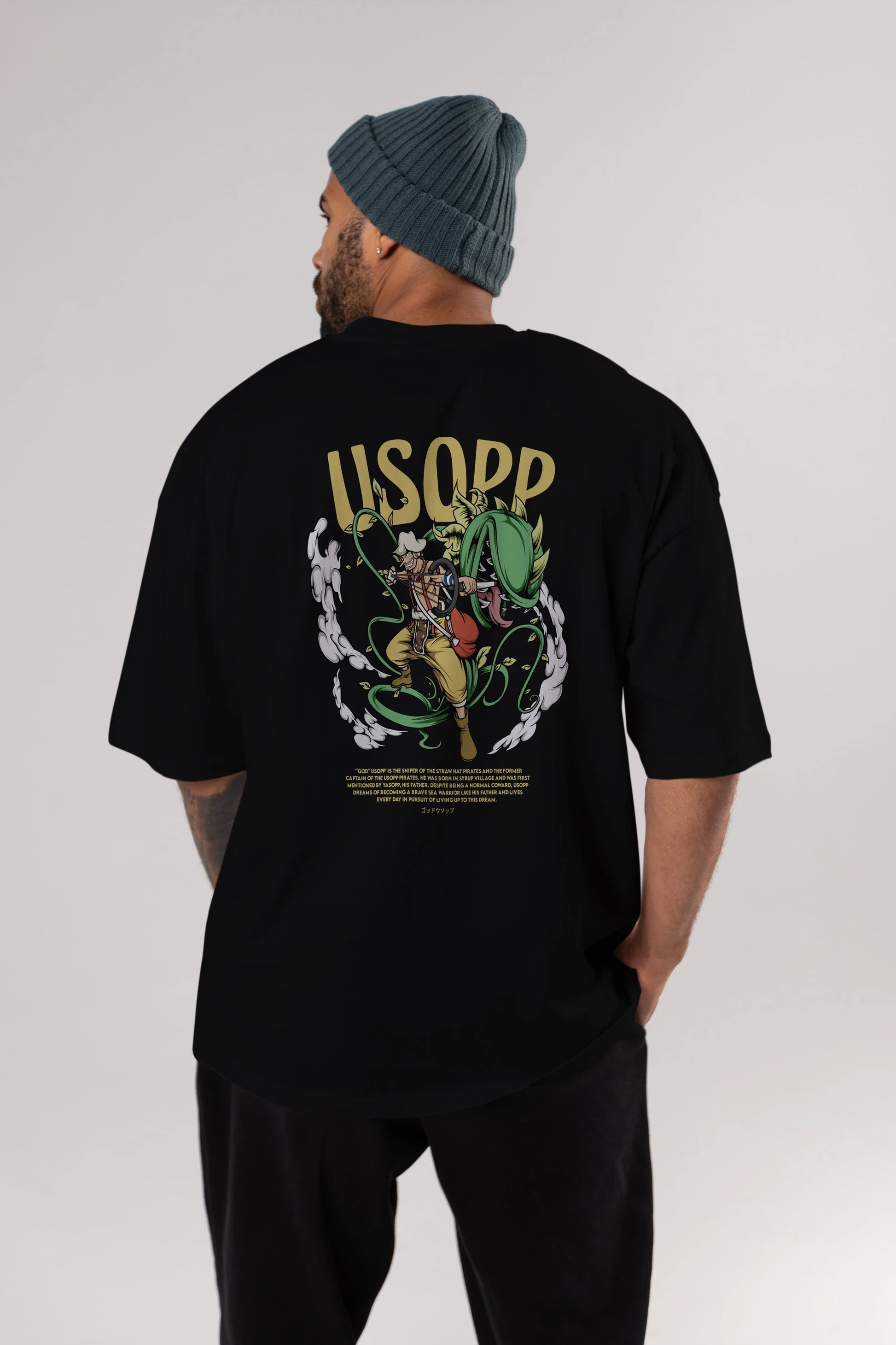 Usopp Anime Arka Baskılı Oversize t-shirt Erkek Kadın Unisex