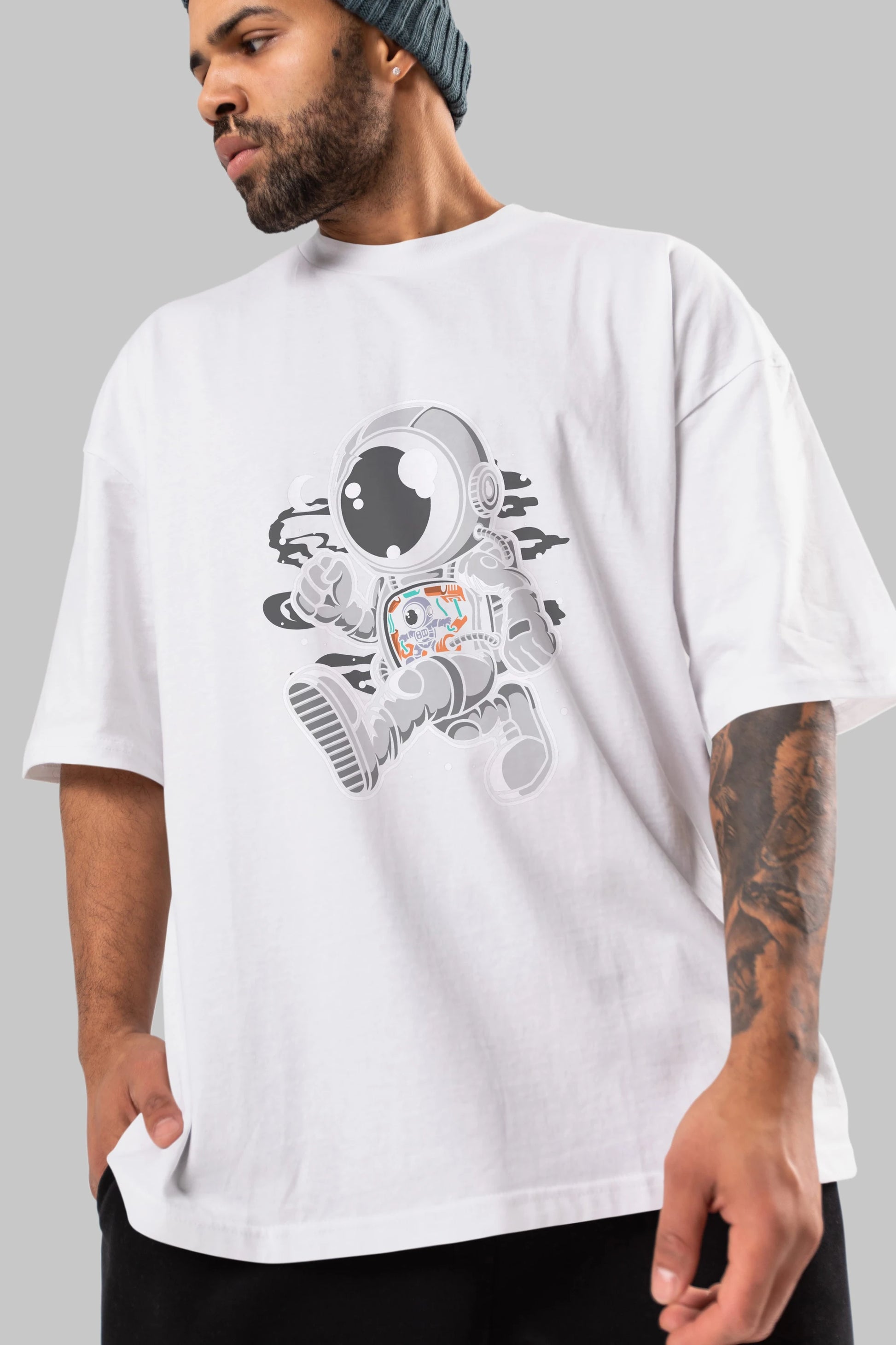 Astronaut Robotic Machine Ön Baskılı Oversize t-shirt Erkek Kadın Unisex