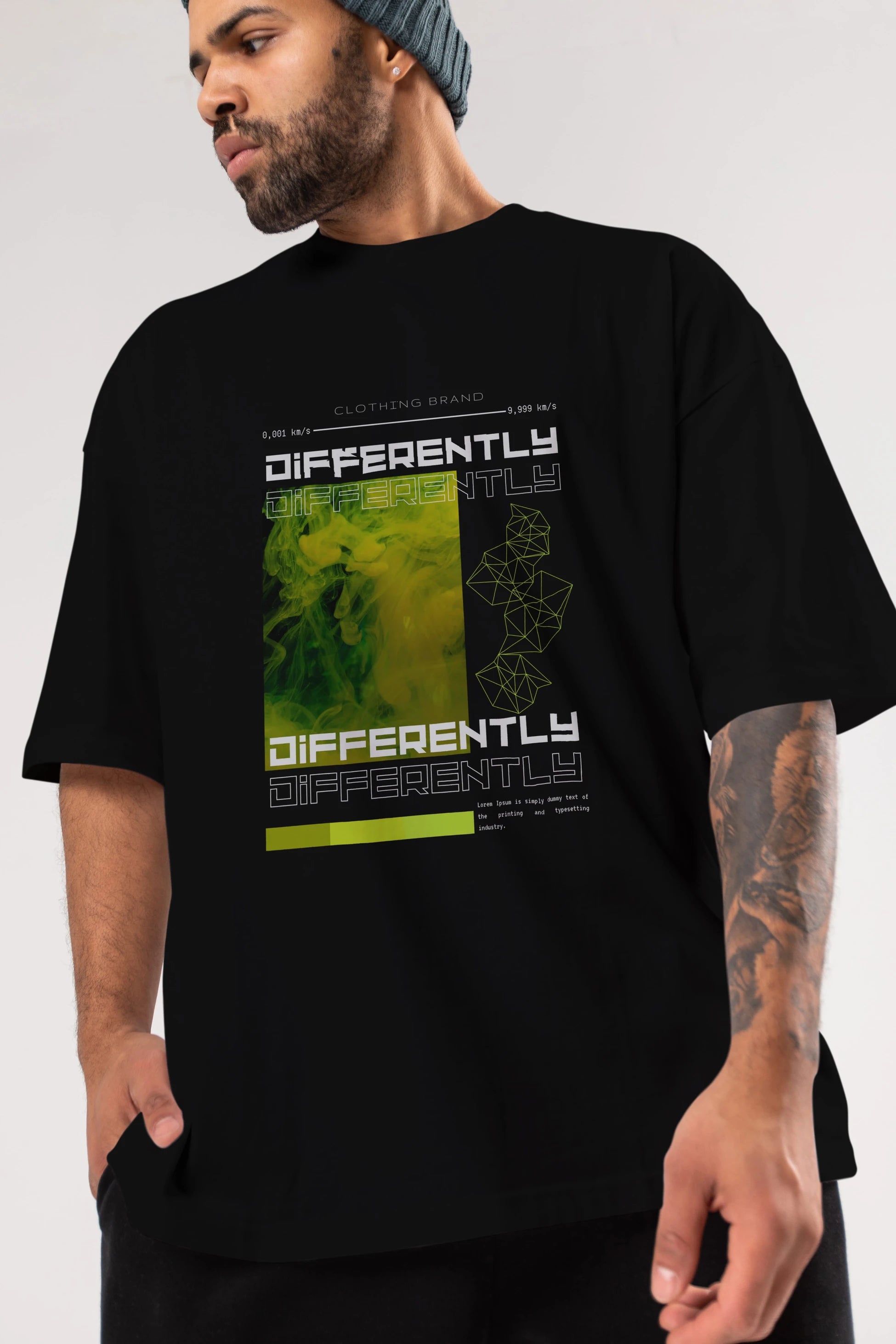 Differently Yazılı Ön Baskılı Oversize t-shirt Erkek Kadın Unisex