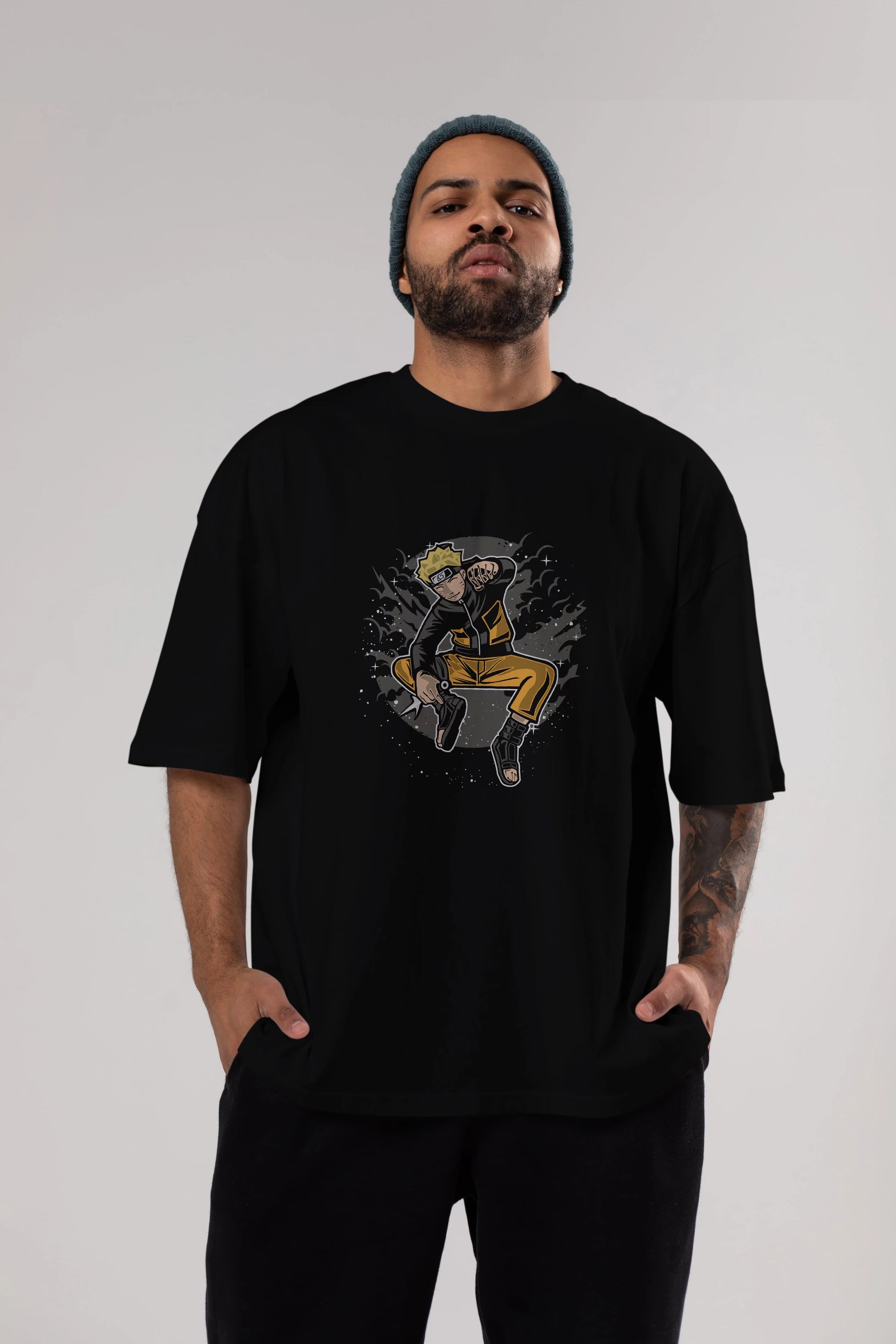 NARUTO Ön Baskılı Oversize t-shirt Erkek Kadın Unisex %100 Pamuk tişort
