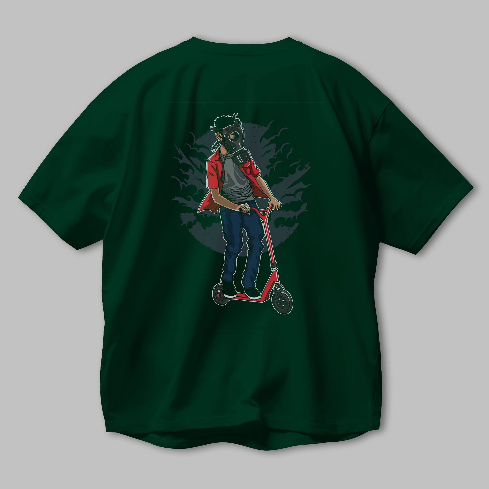 Gasmask Rider Arka Baskılı Oversize t-shirt Erkek Kadın Unisex %100 Pamuk