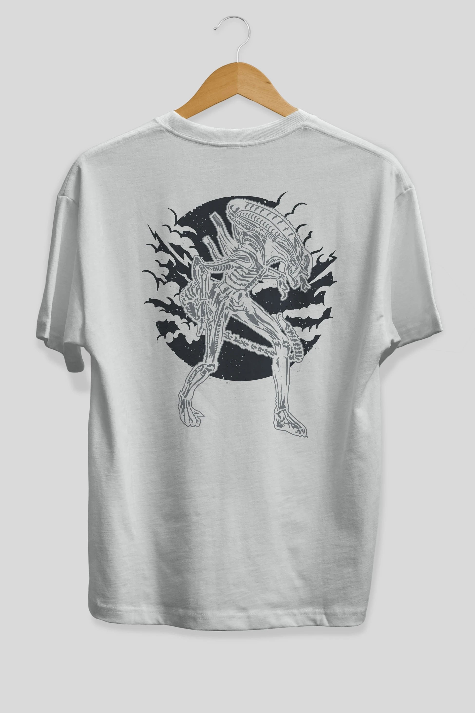 Xenomorph Arka Baskılı Oversize t-shirt Erkek Kadın Unisex %100 Pamuk
