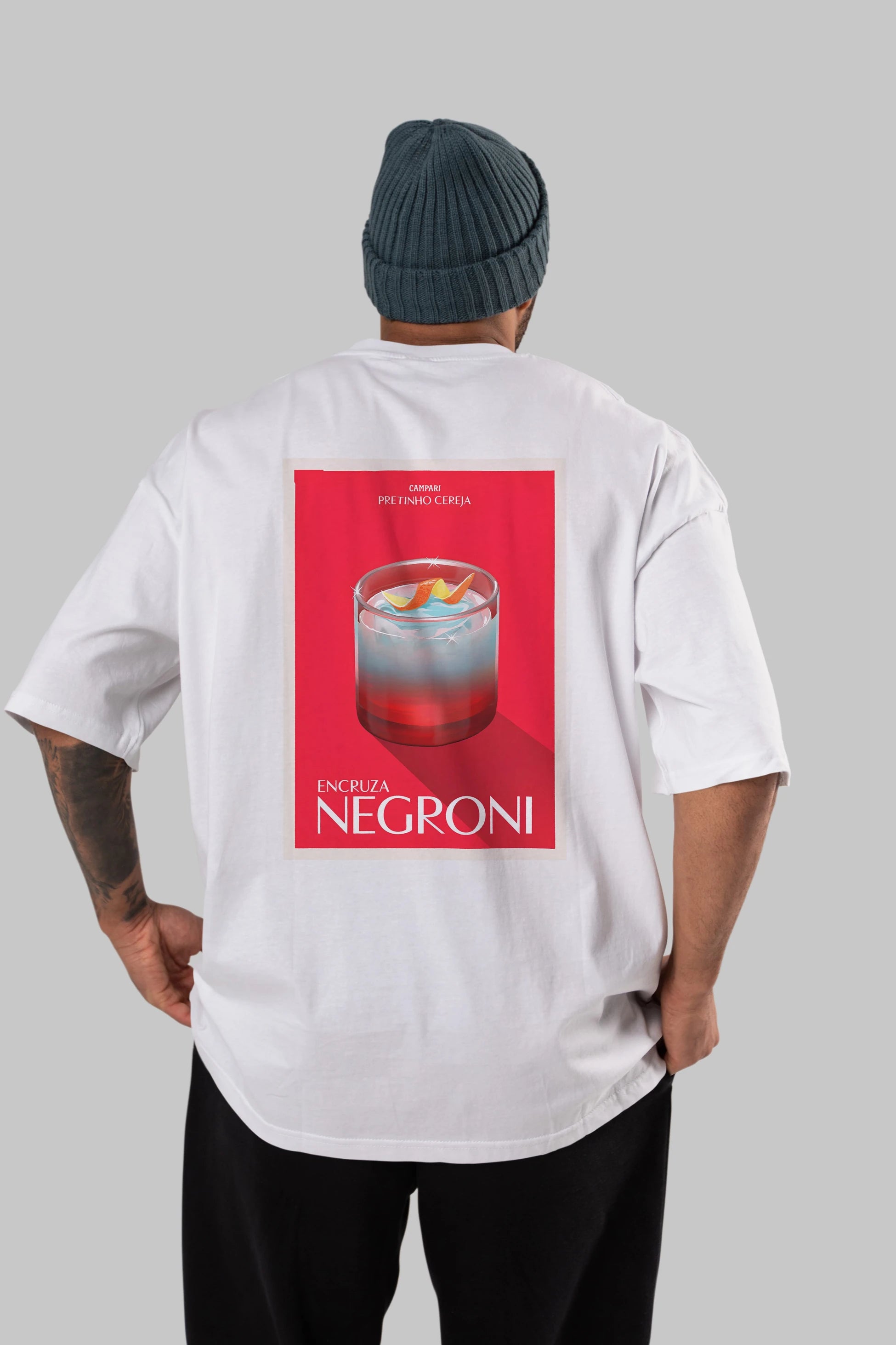 Encruza Negroni Arka Baskılı Oversize t-shirt Erkek Kadın Unisex %100 Pamuk Bisiklet Yaka tişort