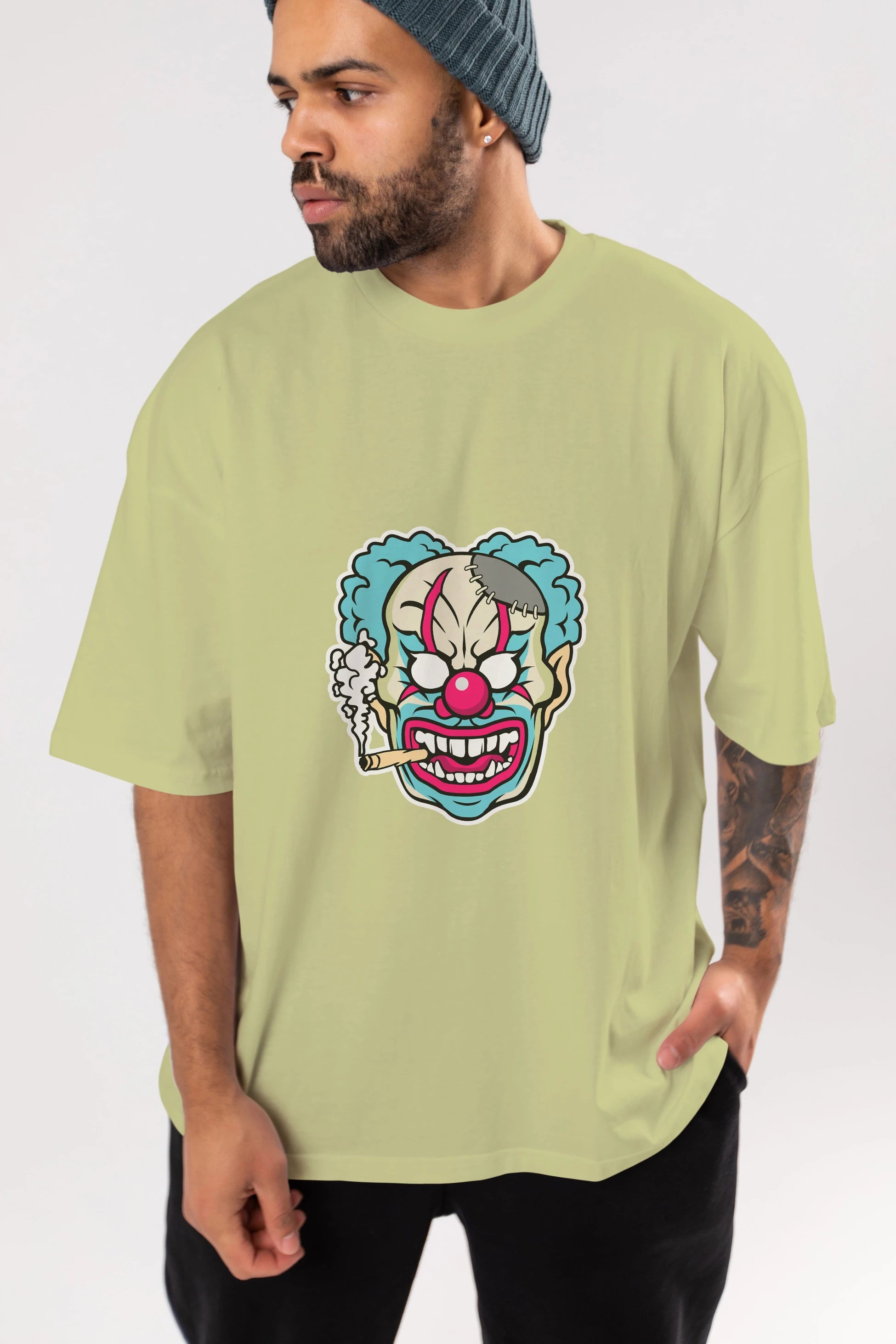 Clown Beast Ön Baskılı Oversize t-shirt Erkek Kadın Unisex %100 Pamuk tişort