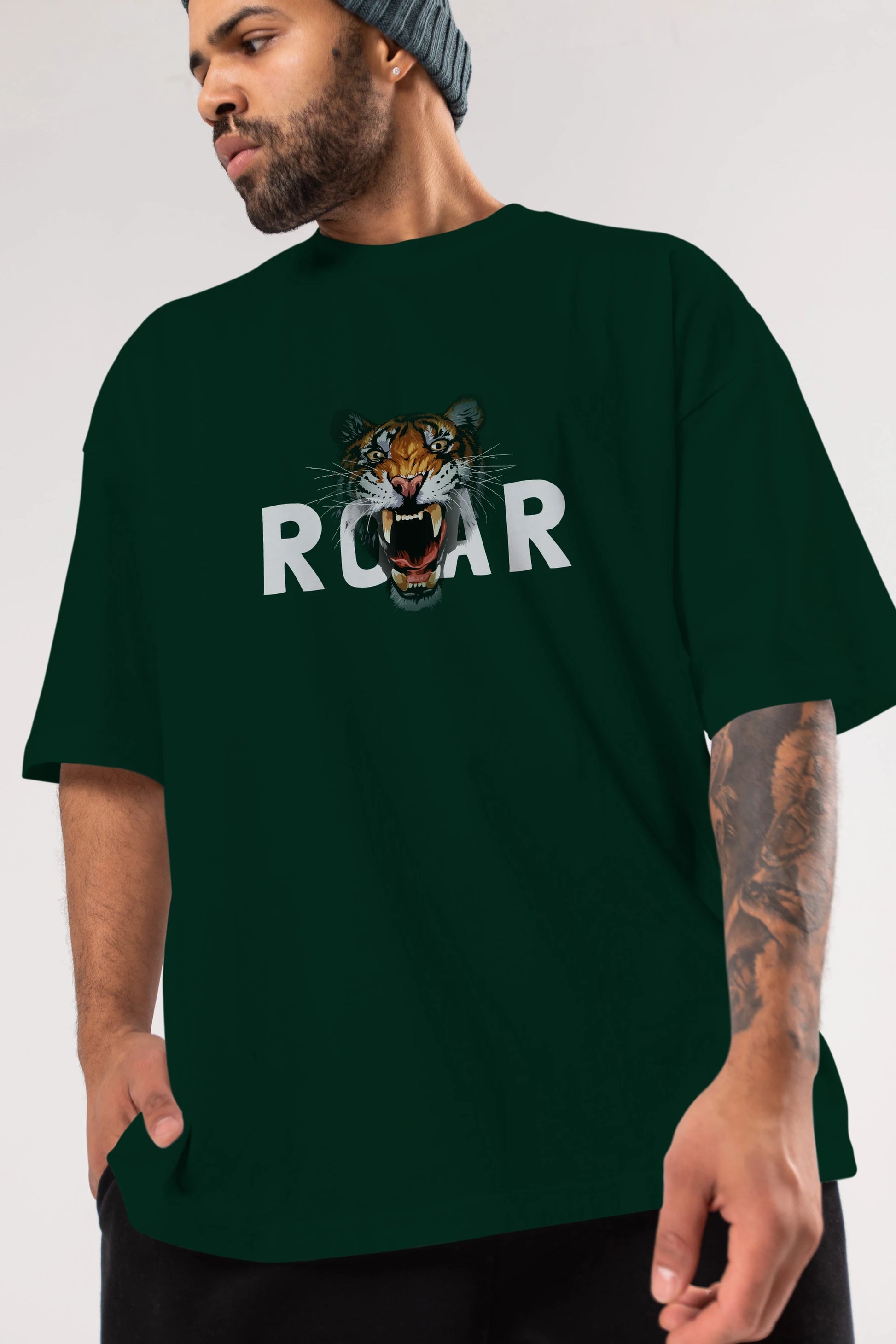 Teddy Bear Roar Ön Baskılı Oversize t-shirt Erkek Kadın Unisex %100 Pamuk