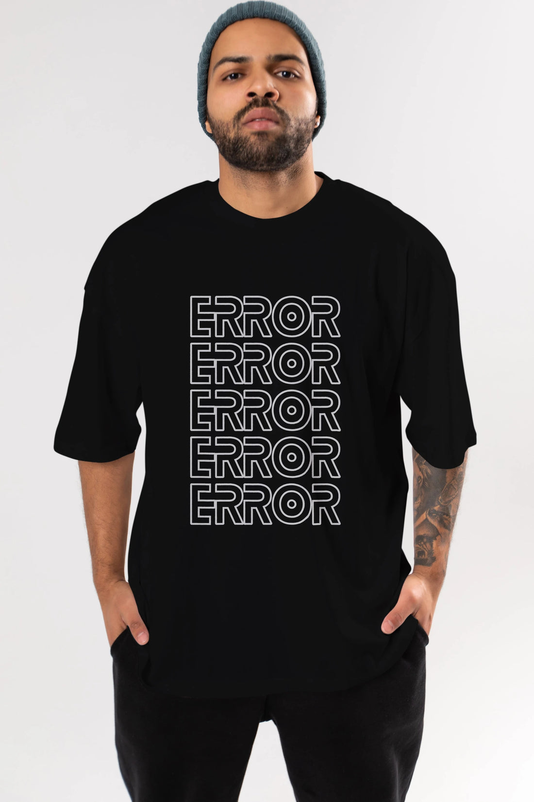 Error Yazılı Ön Baskılı Oversize t-shirt Erkek Kadın Unisex