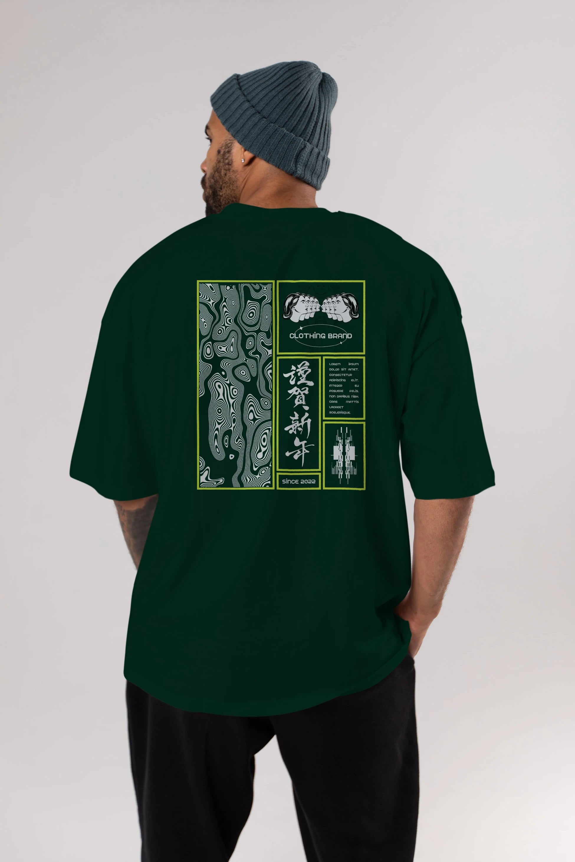 Neon Japanese Streetwear Arka Baskılı Oversize t-shirt Erkek Kadın Unisex
