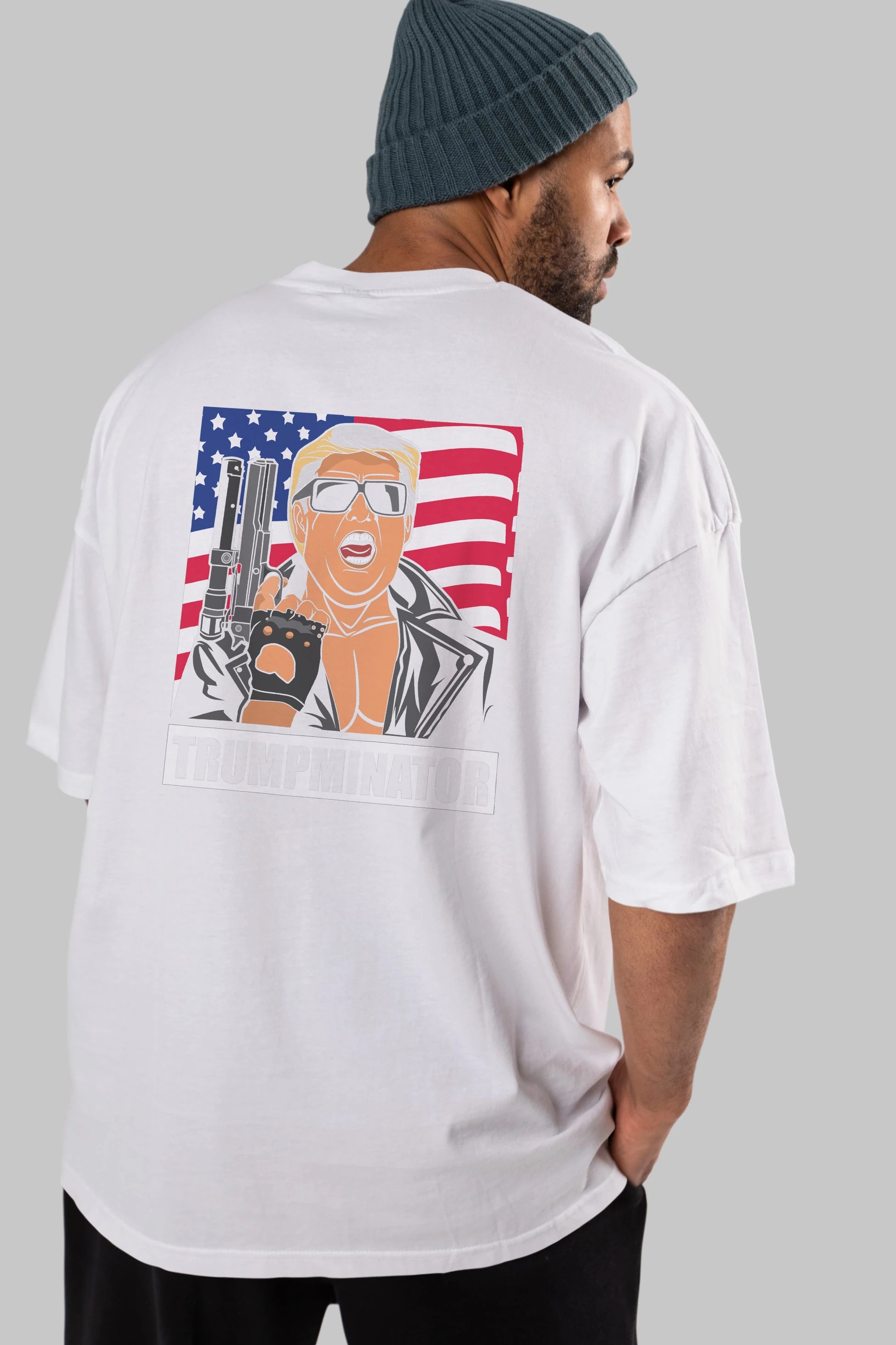 Trumpminator Arka Baskılı Oversize t-shirt Erkek Kadın Unisex %100 Pamuk tişort