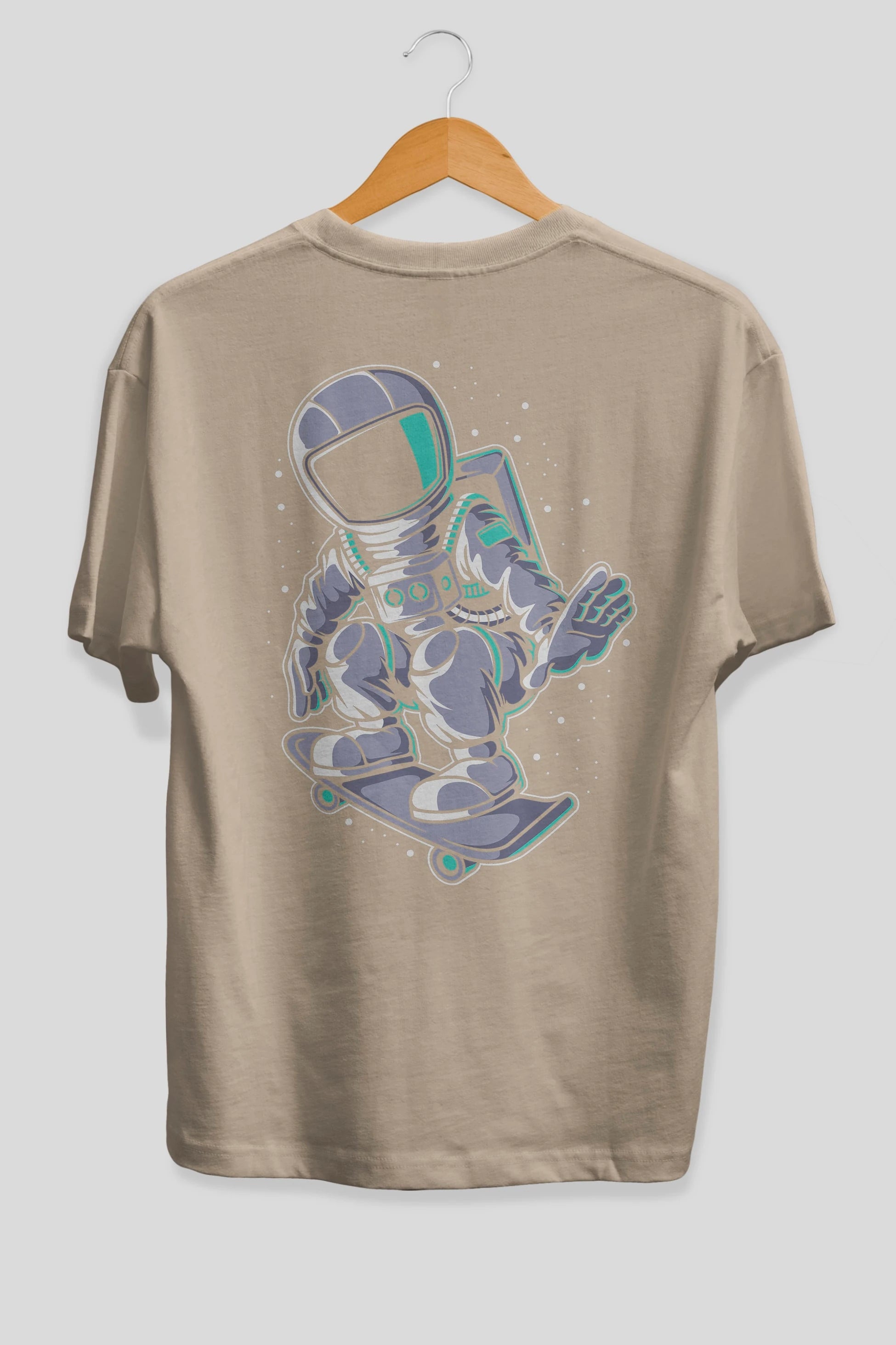 Astronaut Skater Arka Baskılı Oversize t-shirt Erkek Kadın Unisex