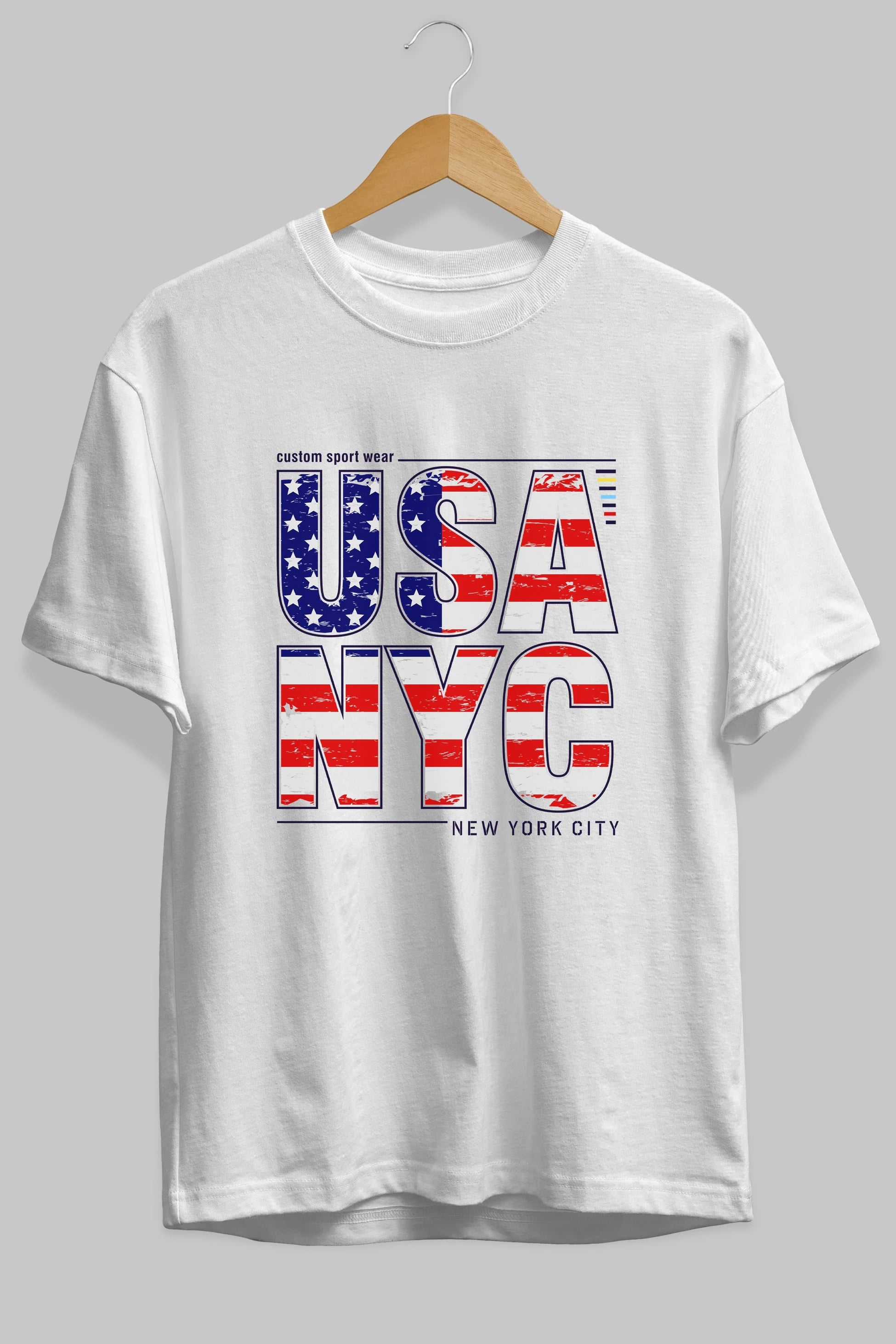 Usa NYC Ön Baskılı Oversize t-shirt Erkek Kadın Unisex