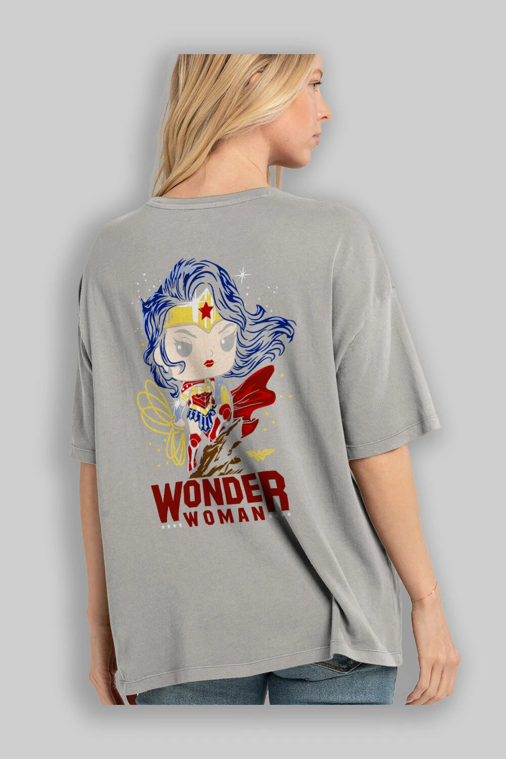 Wonder Woman (2) Arka Baskılı Oversize t-shirt Erkek Kadın Unisex %100 Pamuk Bisiklet Yaka tişort