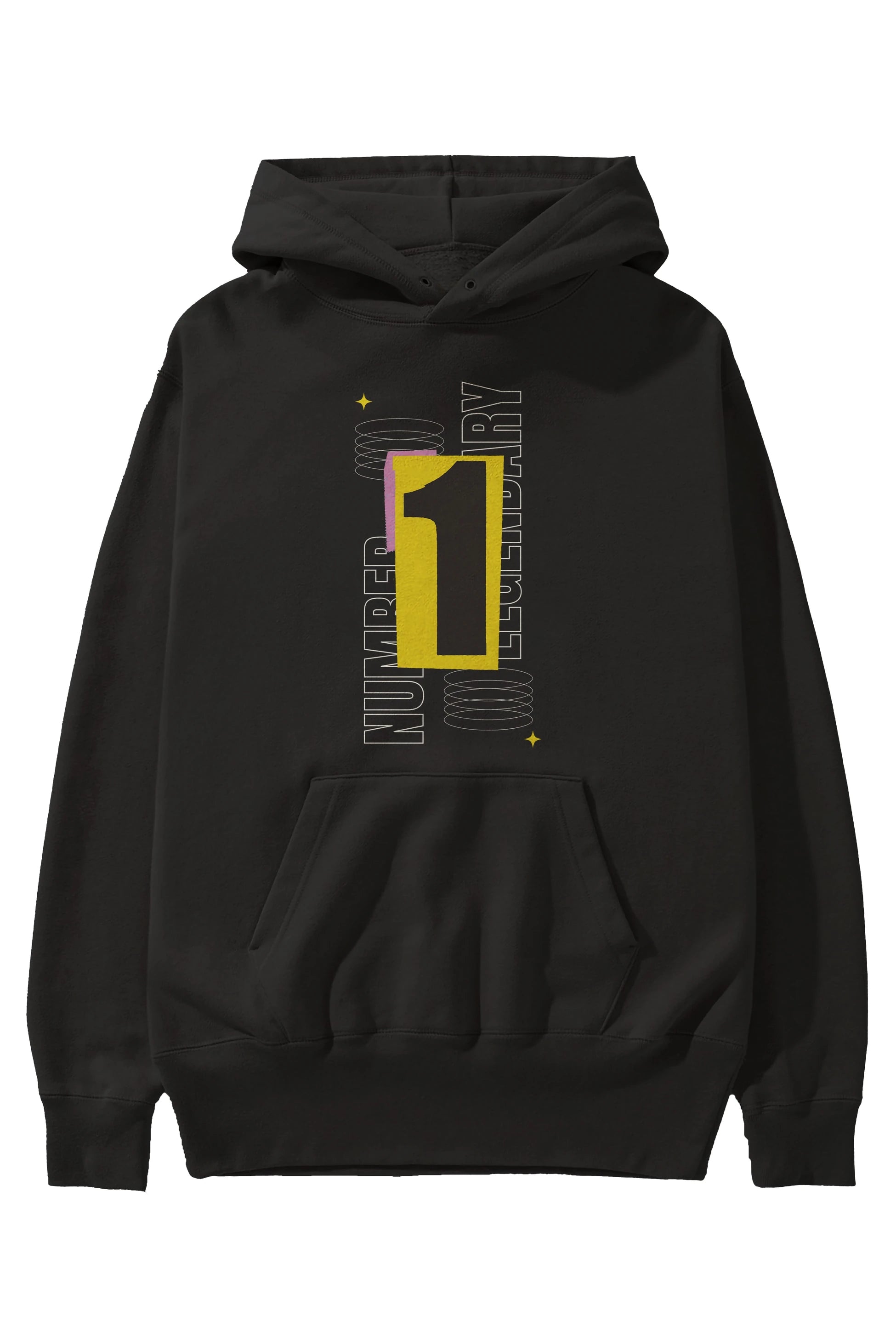 Number 1 Yazılı Ön Baskılı Oversize Hoodie Kapüşonlu Sweatshirt Erkek Kadın Unisex
