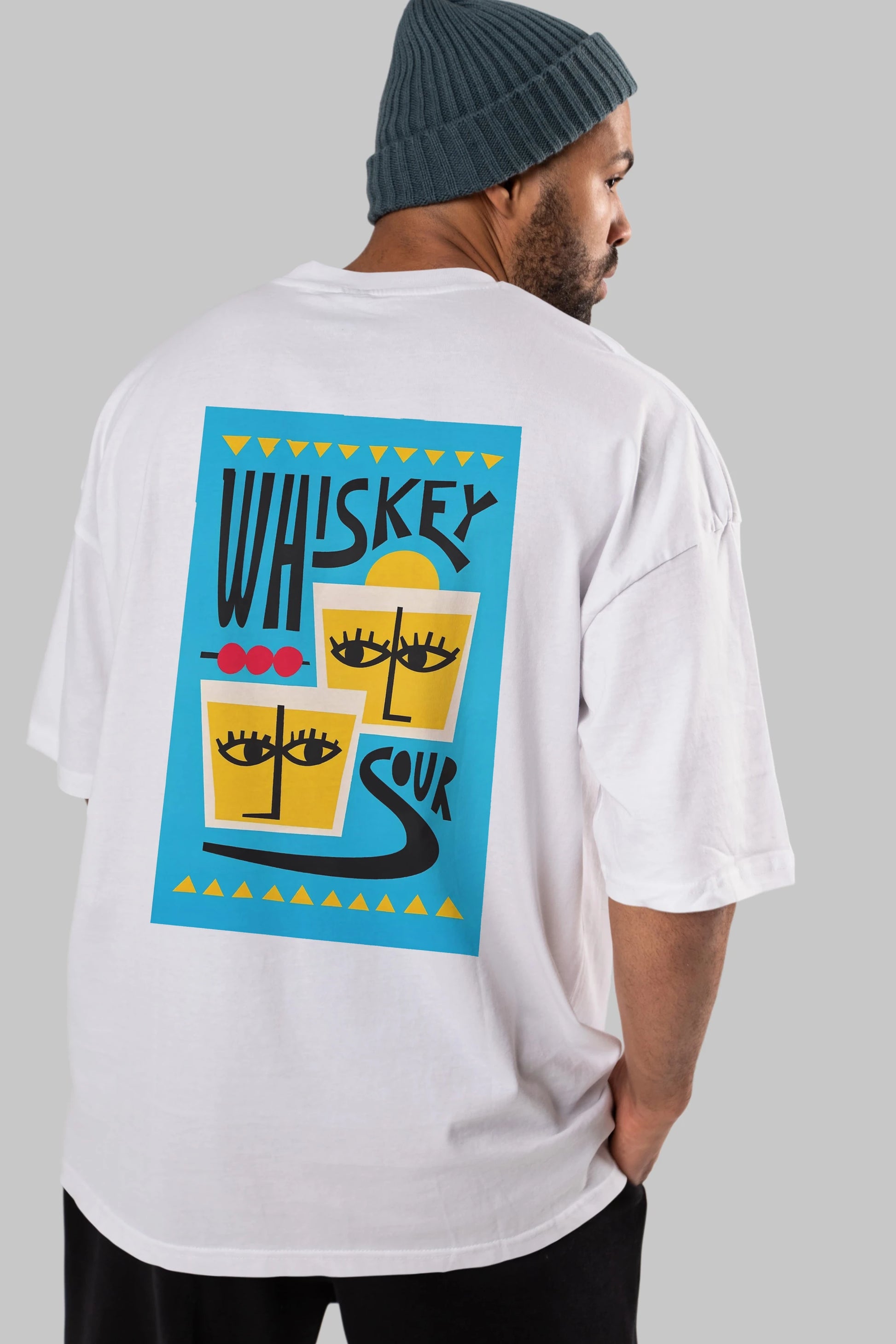 Whiskey Sour 2 Arka Baskılı Oversize t-shirt Erkek Kadın Unisex %100 Pamuk Bisiklet Yaka tişort