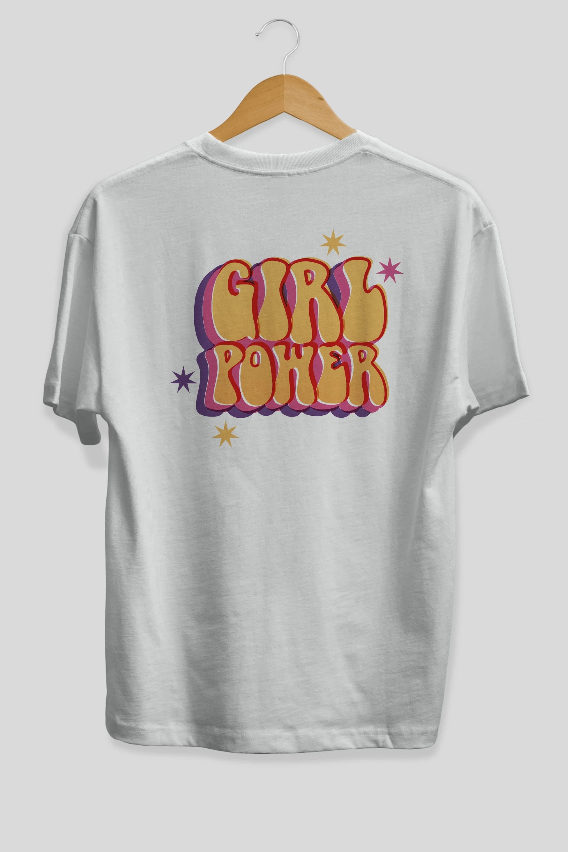 Girl Power Yazılı Arka Baskılı Oversize t-shirt Erkek Kadın Unisex