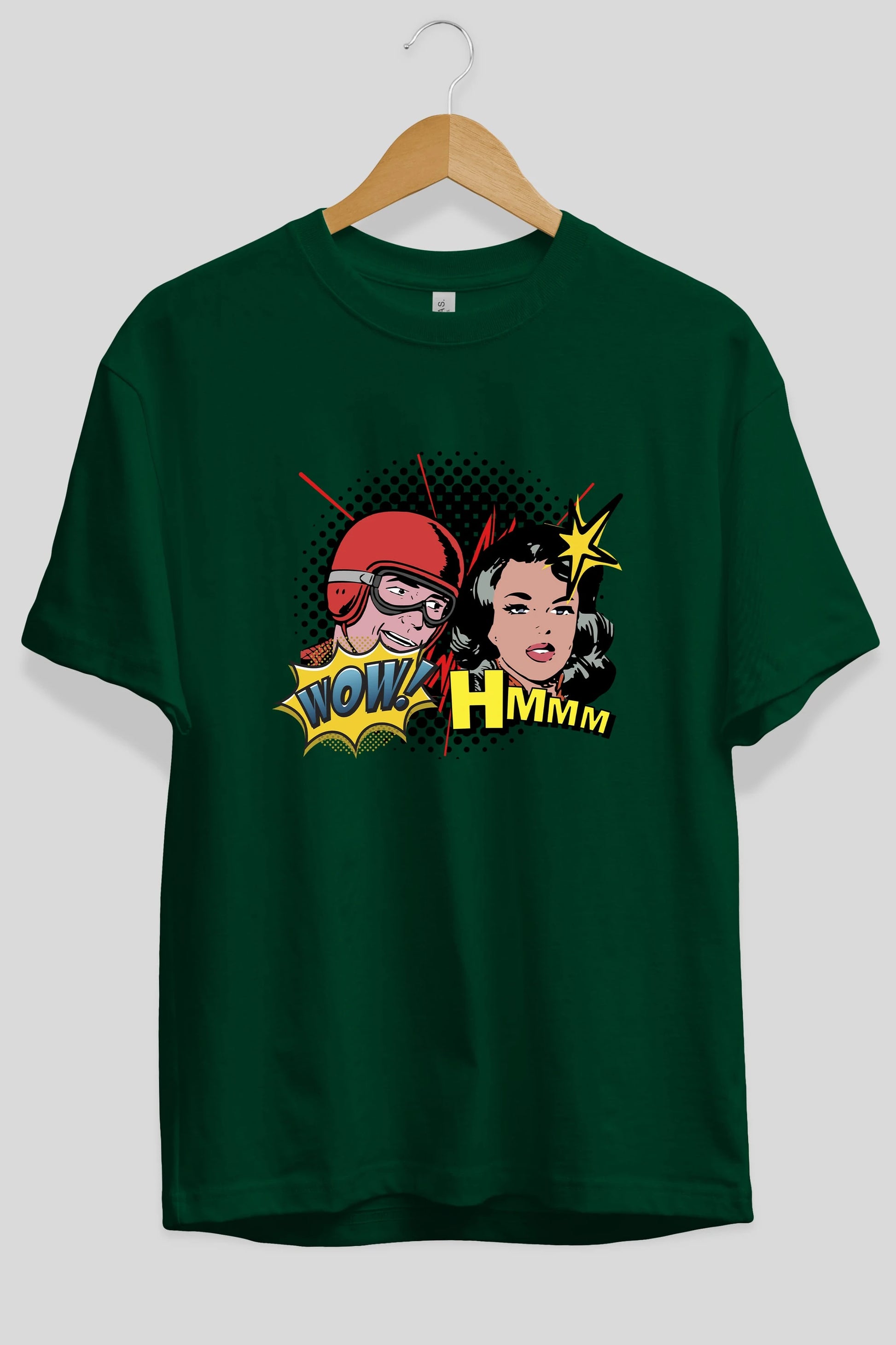 Comic Wow Yazılı Ön Baskılı Oversize t-shirt Erkek Kadın Unisex