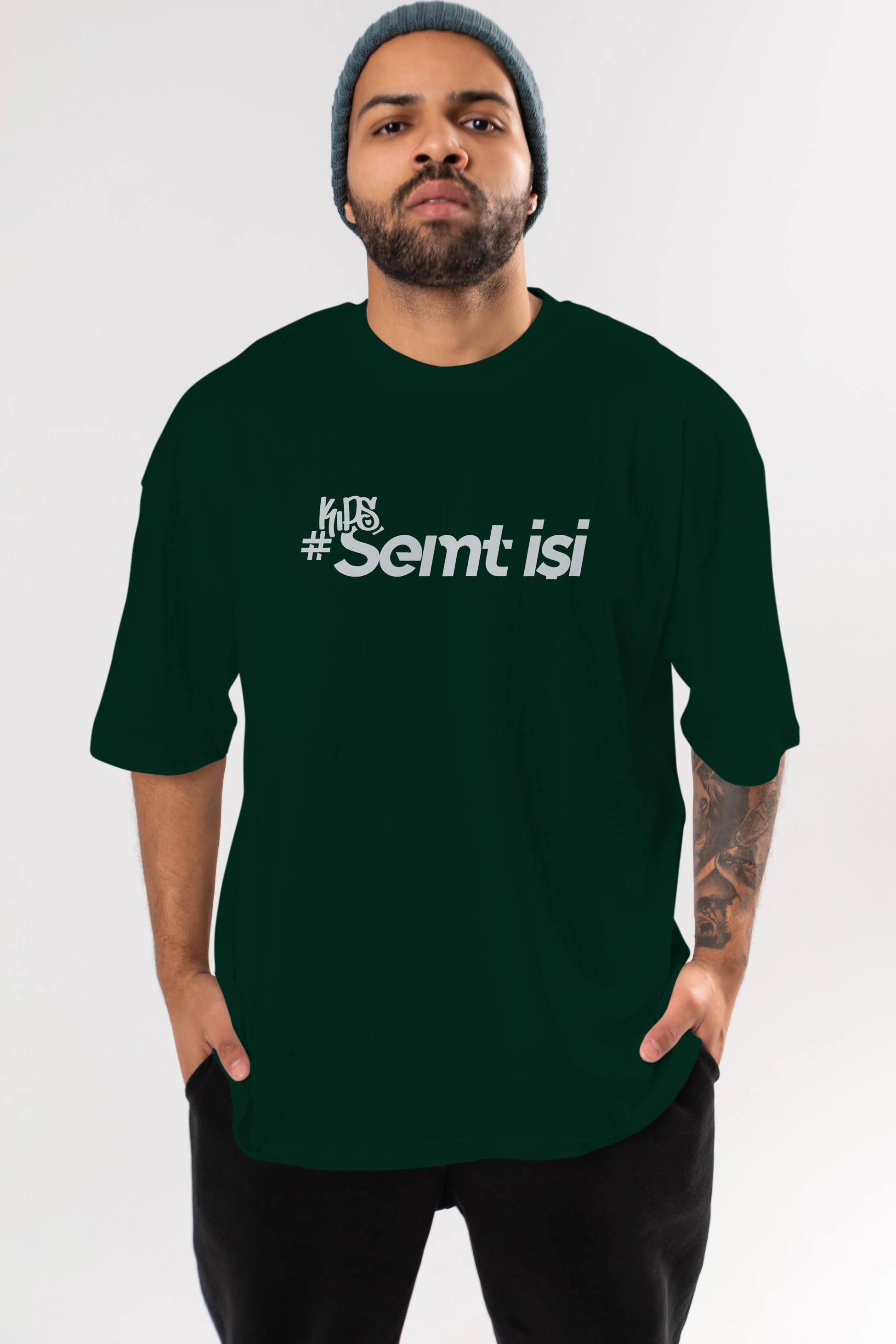 Semt İşi Ön Baskılı Oversize t-shirt %100 pamuk Erkek Kadın Unisex