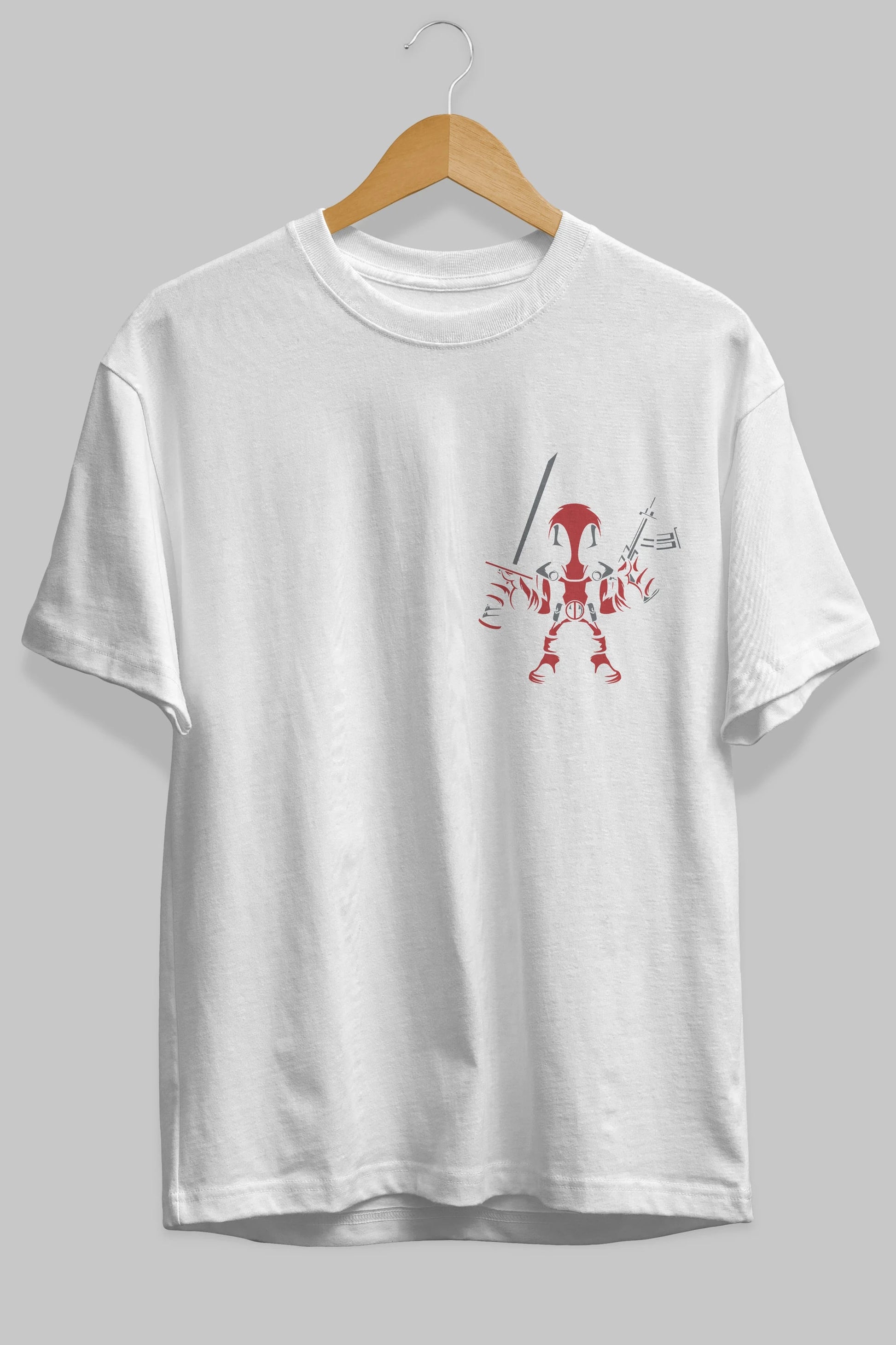 Deadpool (11) Ön Sol Baskılı Oversize t-shirt Erkek Kadın Unisex %100 Pamuk Bisiklet Yaka tişort