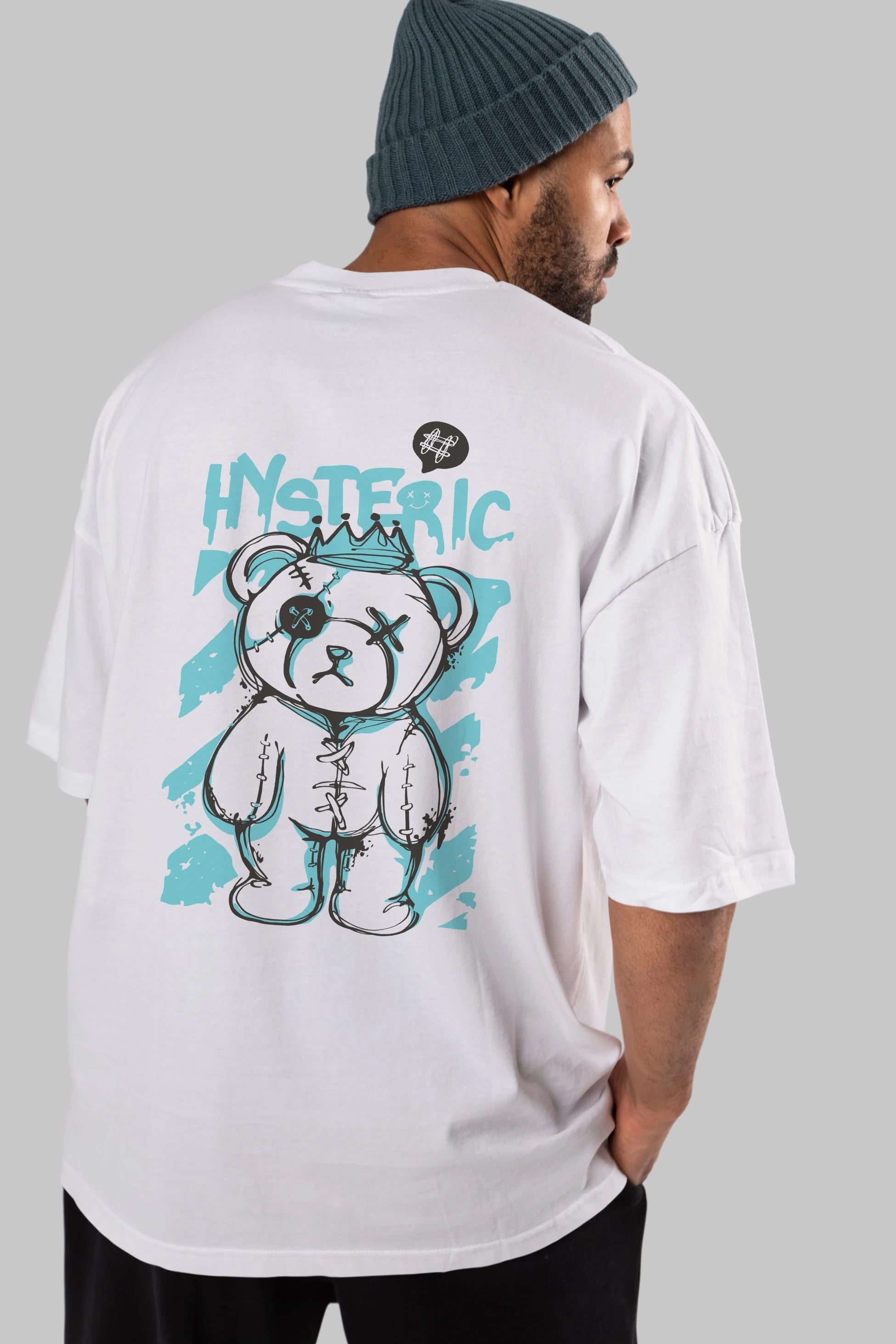 Hysteric Bear Arka Baskılı Oversize t-shirt Erkek Kadın Unisex