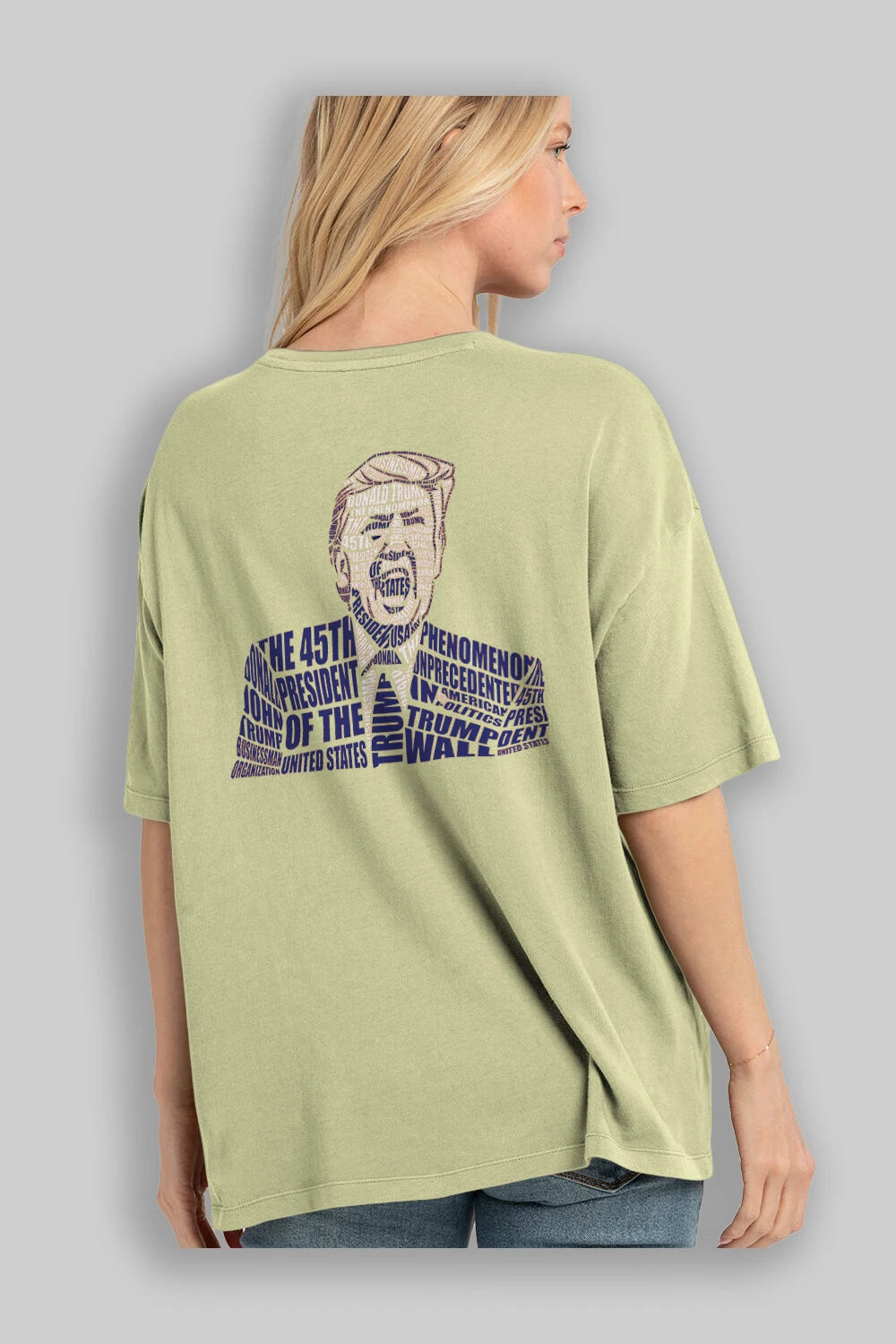 Trump Calligram Arka Baskılı Oversize t-shirt %100 pamuk Erkek Kadın Unisex