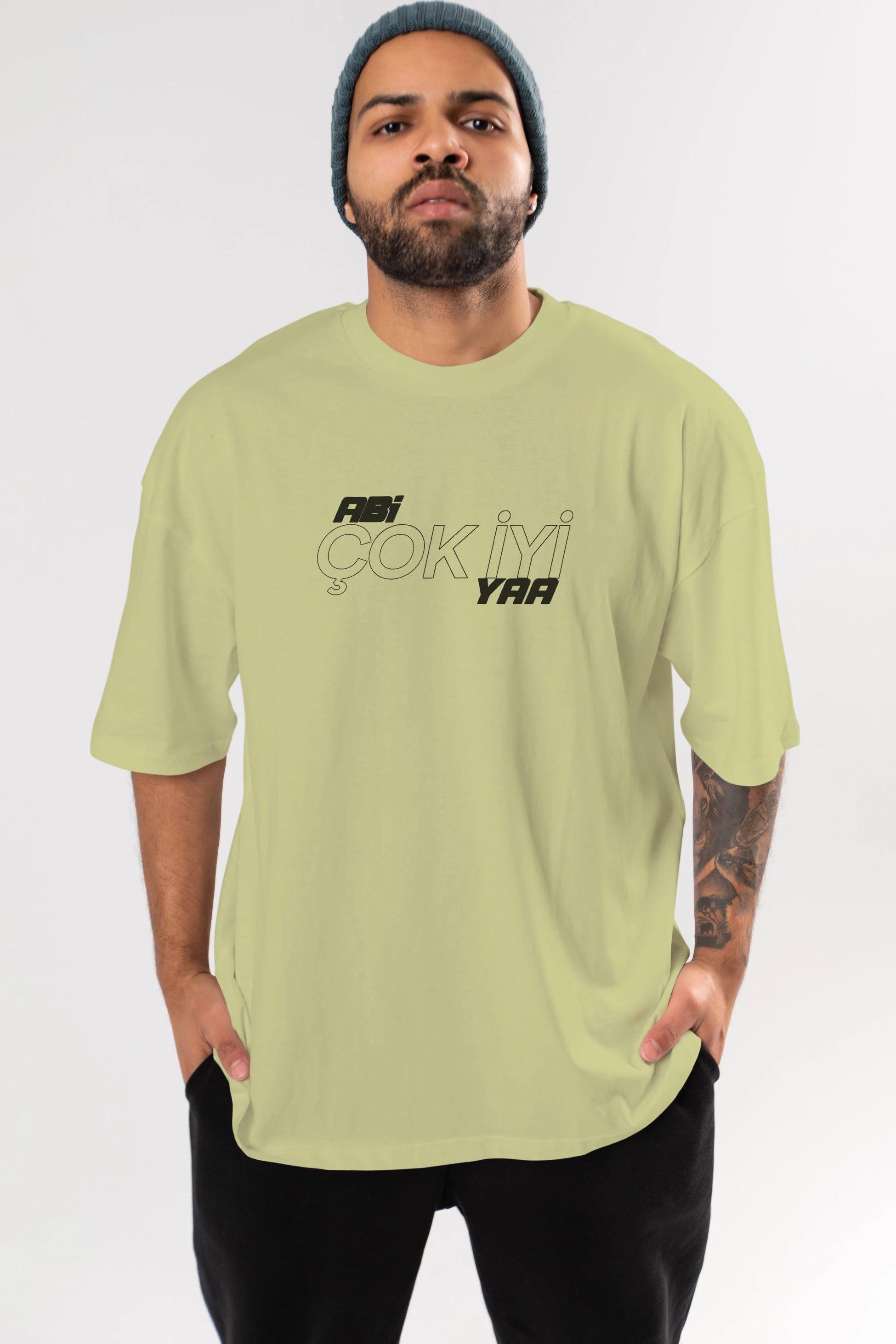 Abi Çok İyi Ya Ön Baskılı Oversize t-shirt %100 pamuk Erkek Kadın Unisex