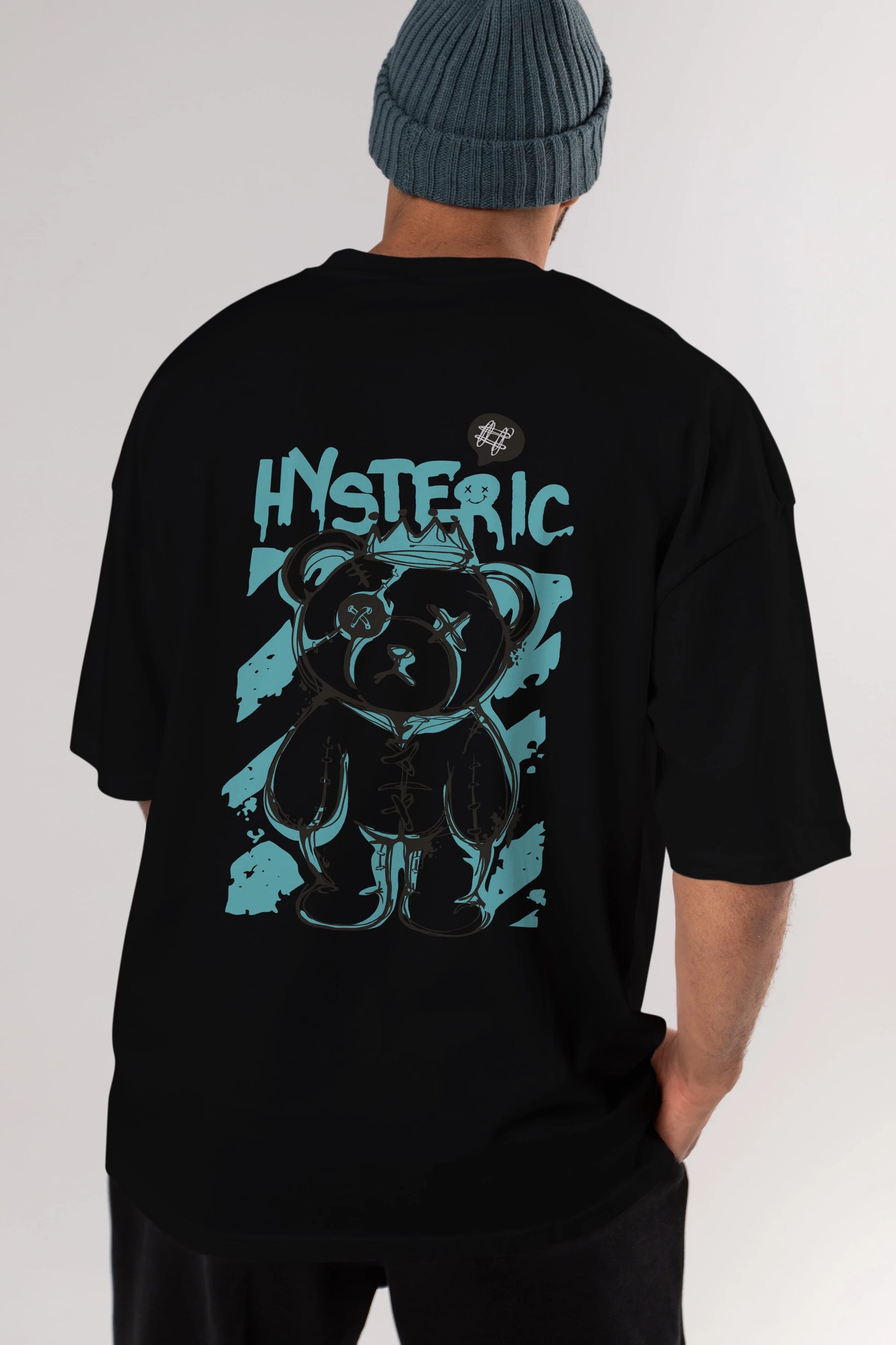 Hysteric Bear Arka Baskılı Oversize t-shirt Erkek Kadın Unisex
