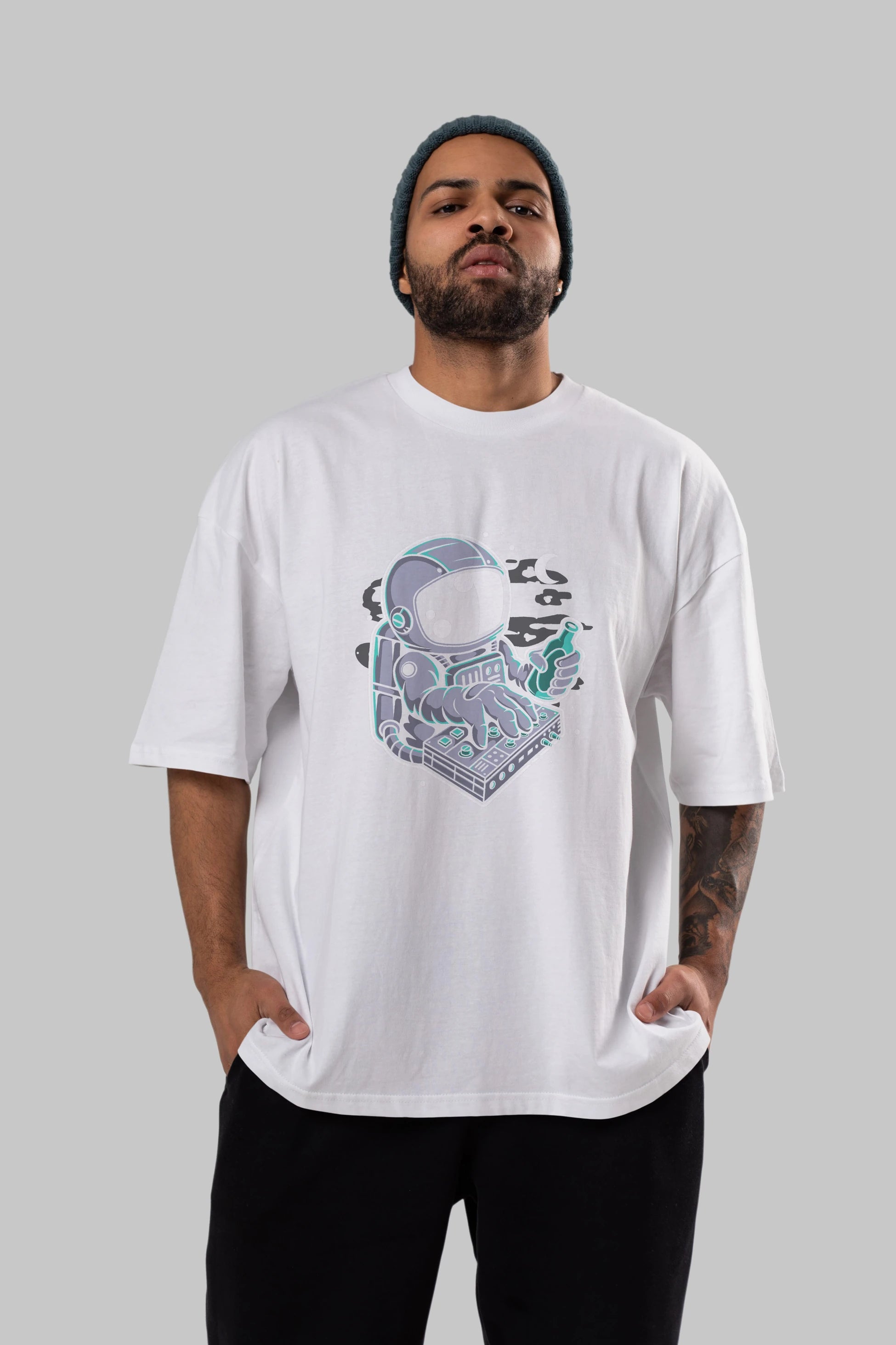 Astronaut Synth Ön Baskılı Oversize t-shirt Erkek Kadın Unisex