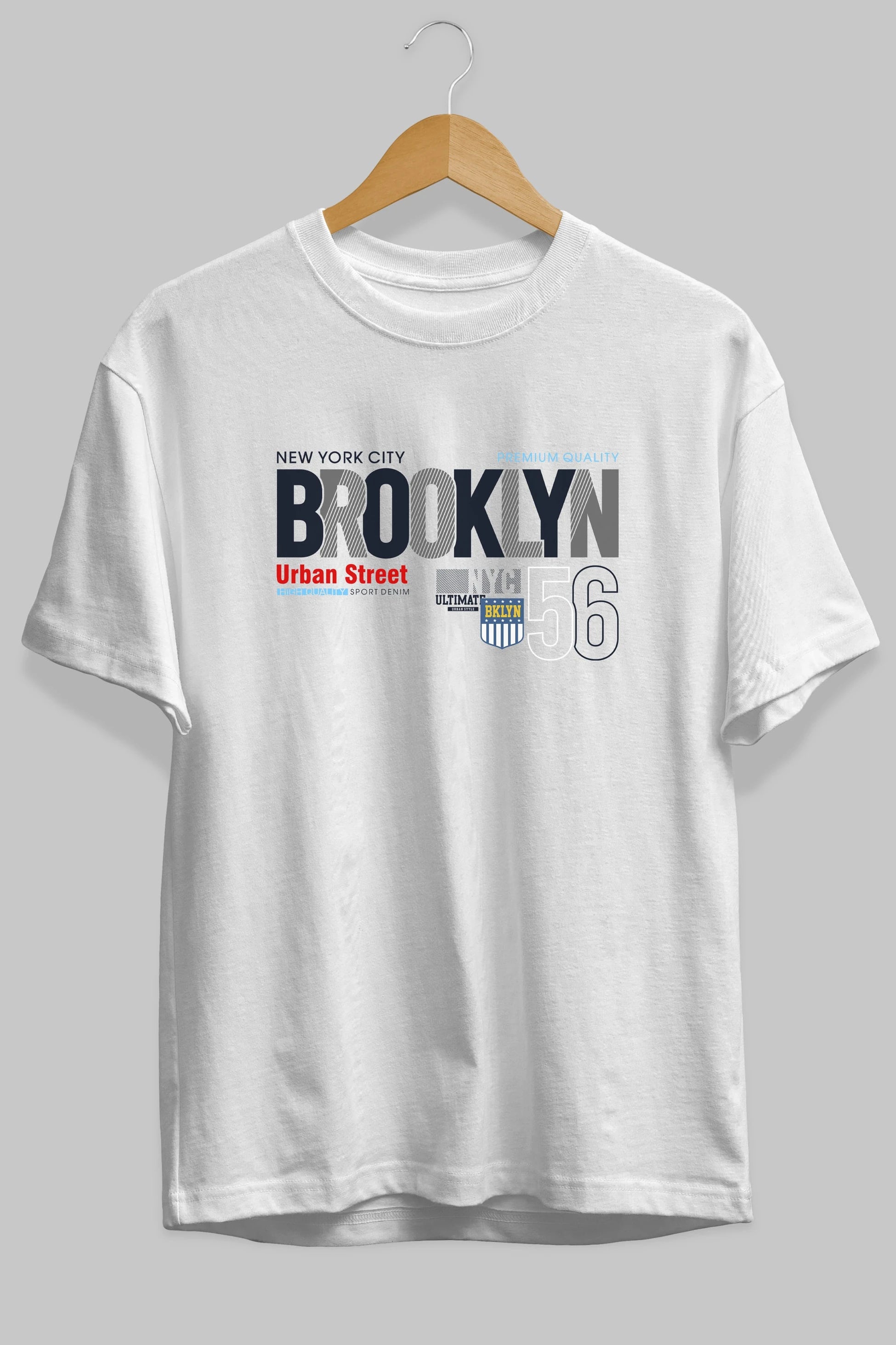 Brooklyn 56 Ön Baskılı Oversize t-shirt Erkek Kadın Unisex