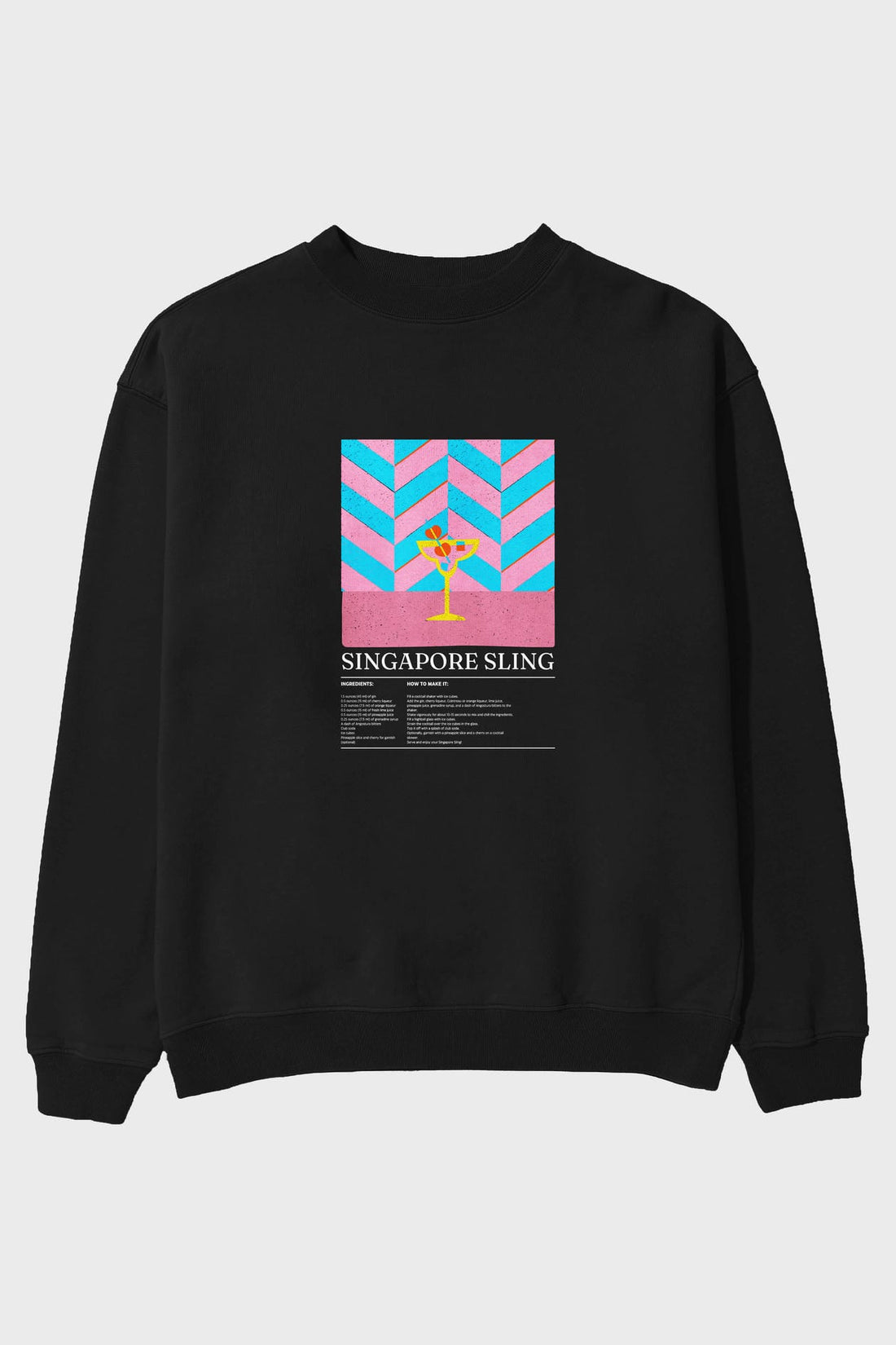 Singapore Sling ön Baskılı Oversize Sweatshirt Erkek Kadın Unisex