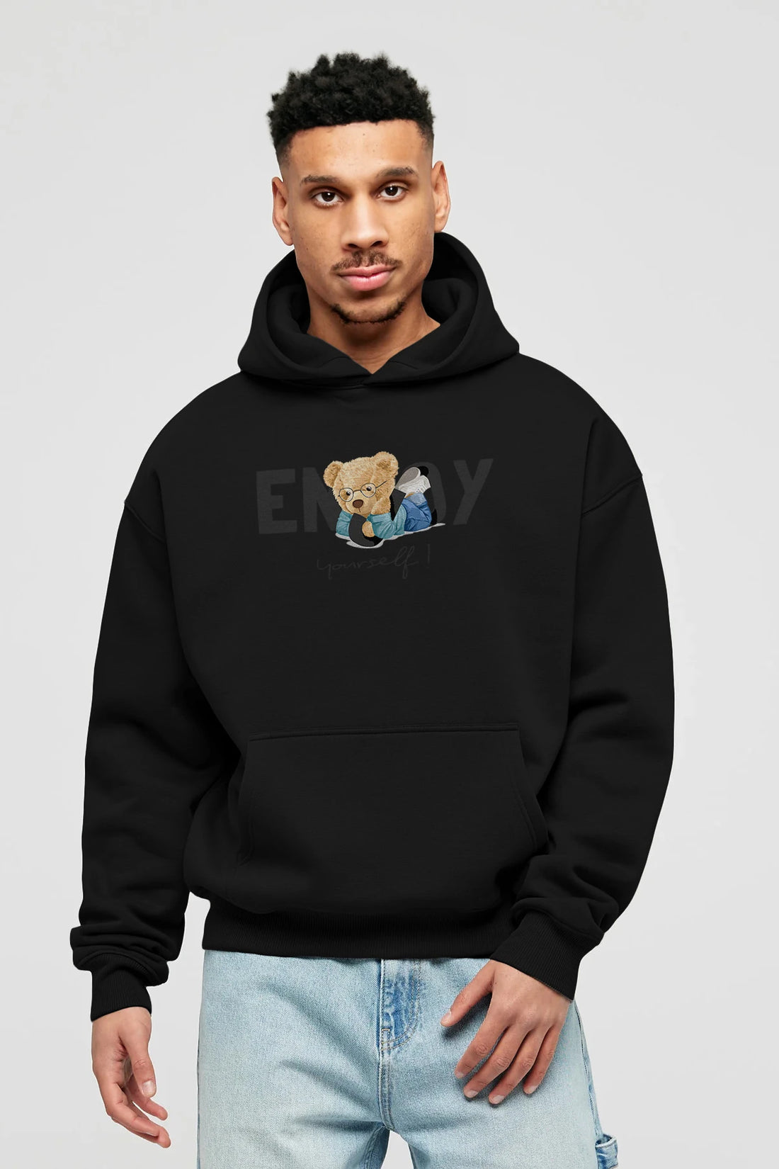 Teddy Bear Yourself Ön Baskılı Hoodie Oversize Kapüşonlu Sweatshirt Erkek Kadın Unisex