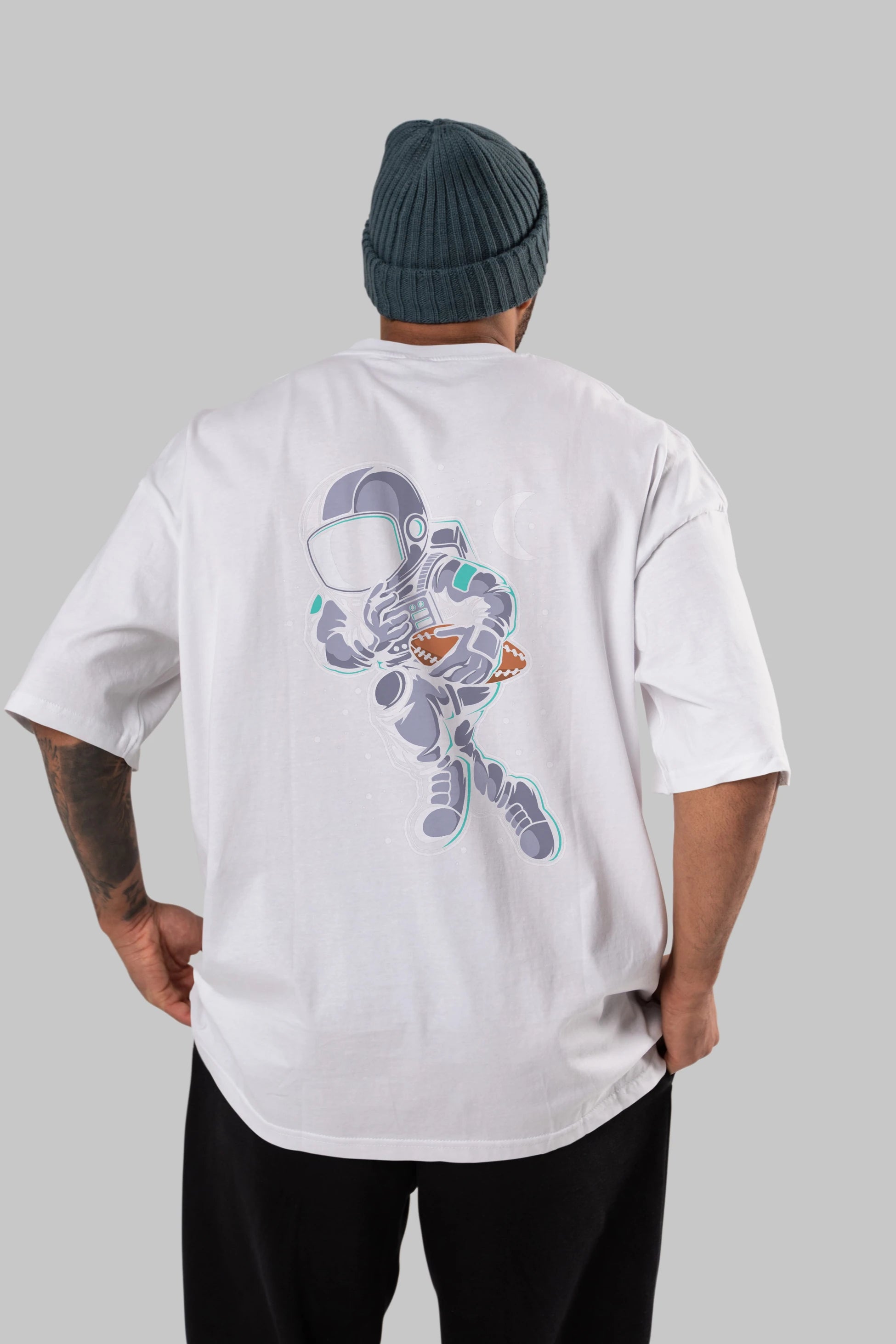 Astronaut Rugby Arka Baskılı Oversize t-shirt Erkek Kadın Unisex