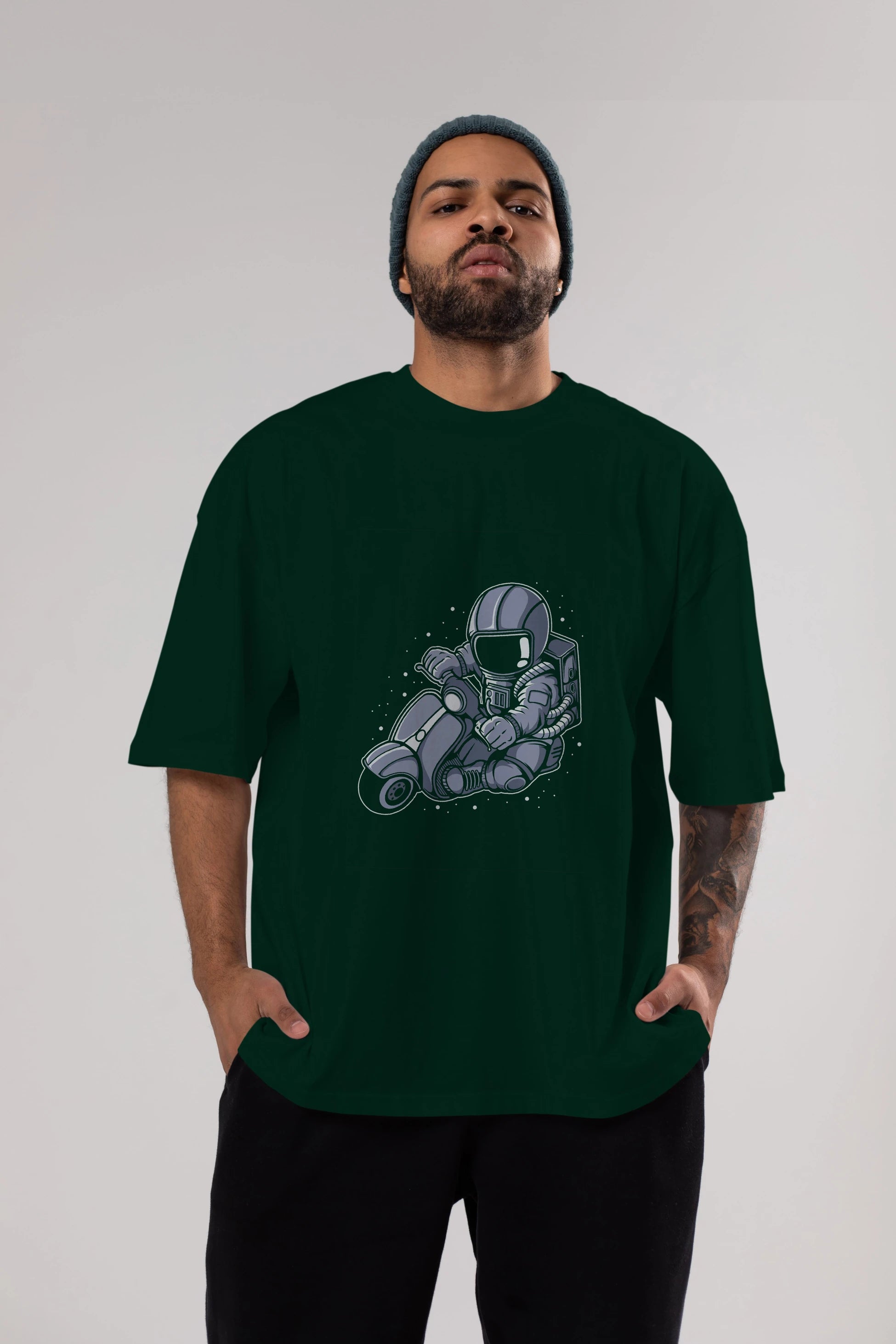 Astronaut Scooter (2) Ön Baskılı Oversize t-shirt Erkek Kadın Unisex